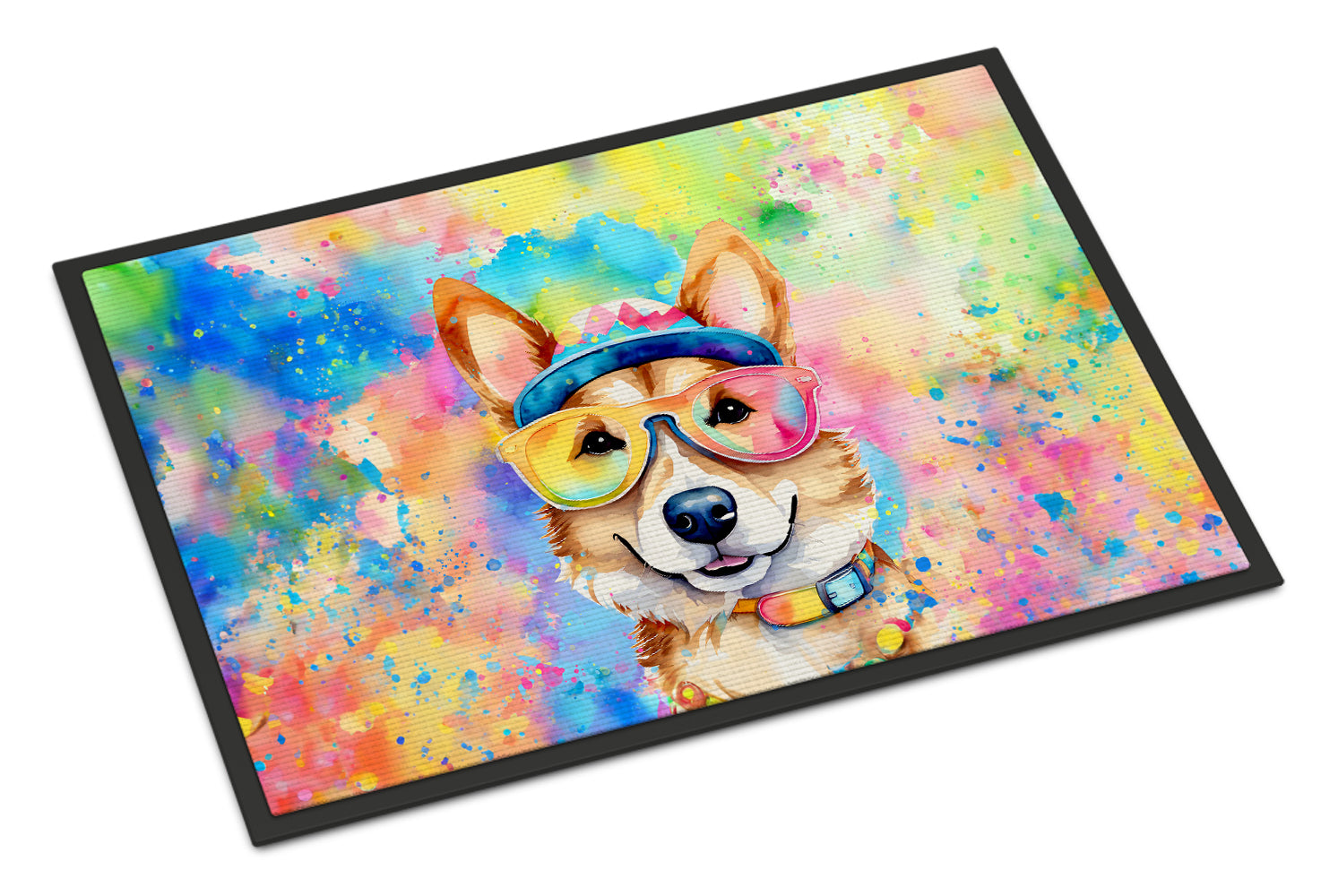 Buy this Corgi Hippie Dawg Indoor or Outdoor Mat 24x36