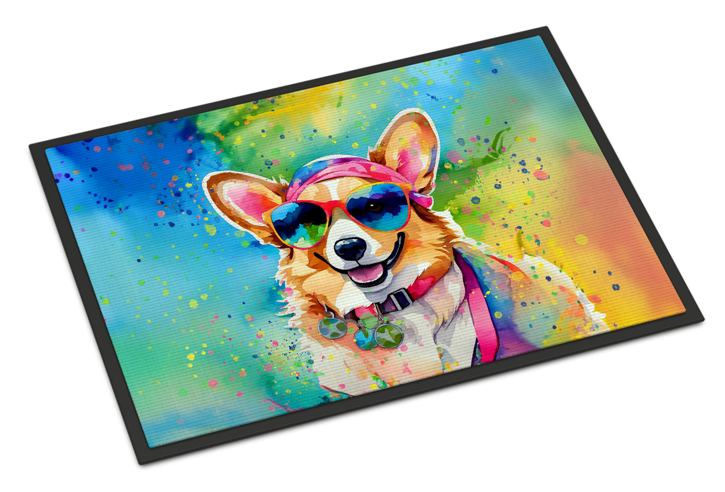 Buy this Corgi Hippie Dawg Indoor or Outdoor Mat 24x36