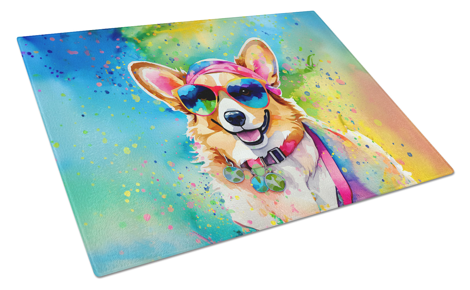 Buy this Corgi Hippie Dawg Glass Cutting Board Large