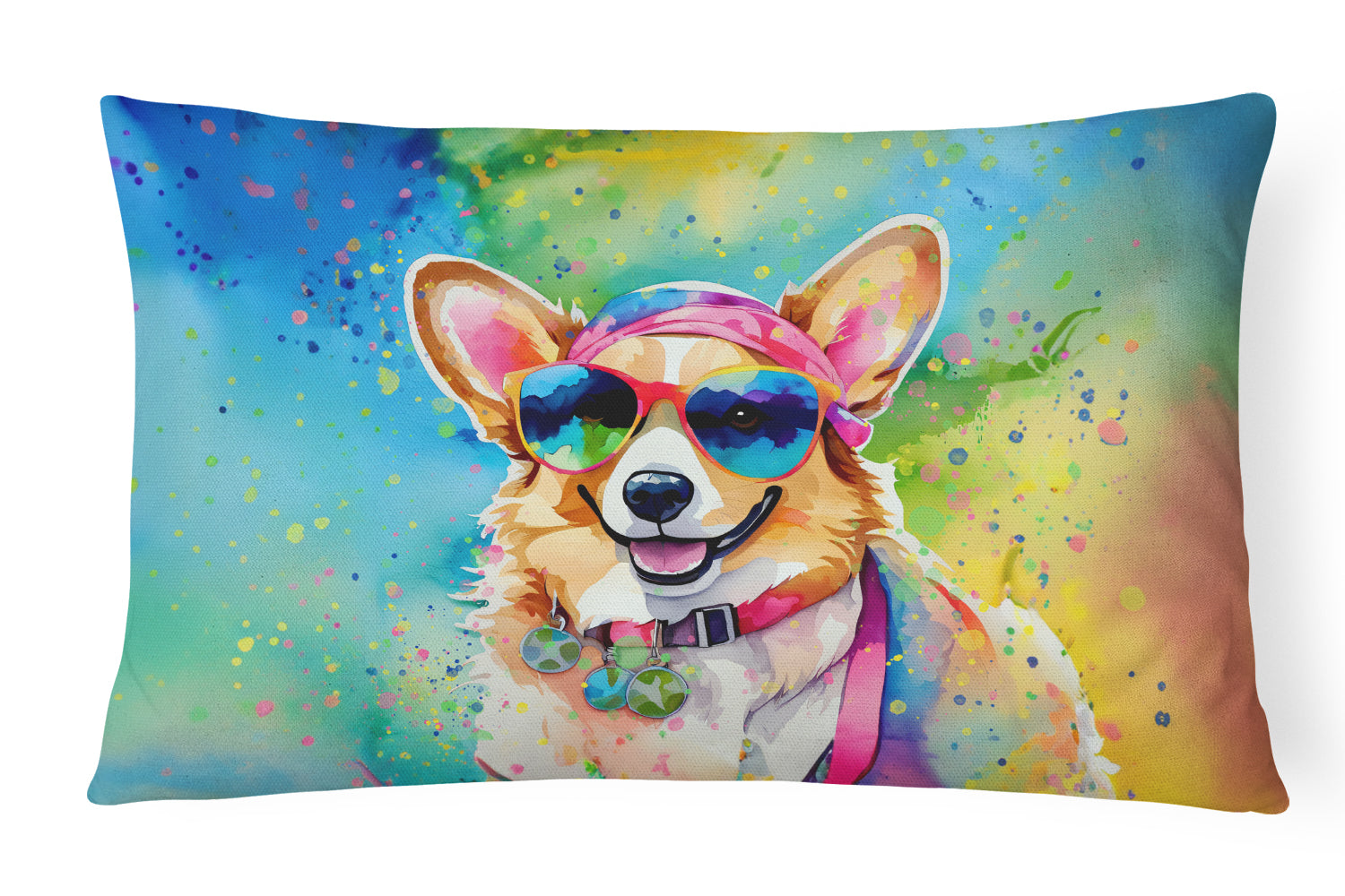 Buy this Corgi Hippie Dawg Fabric Decorative Pillow