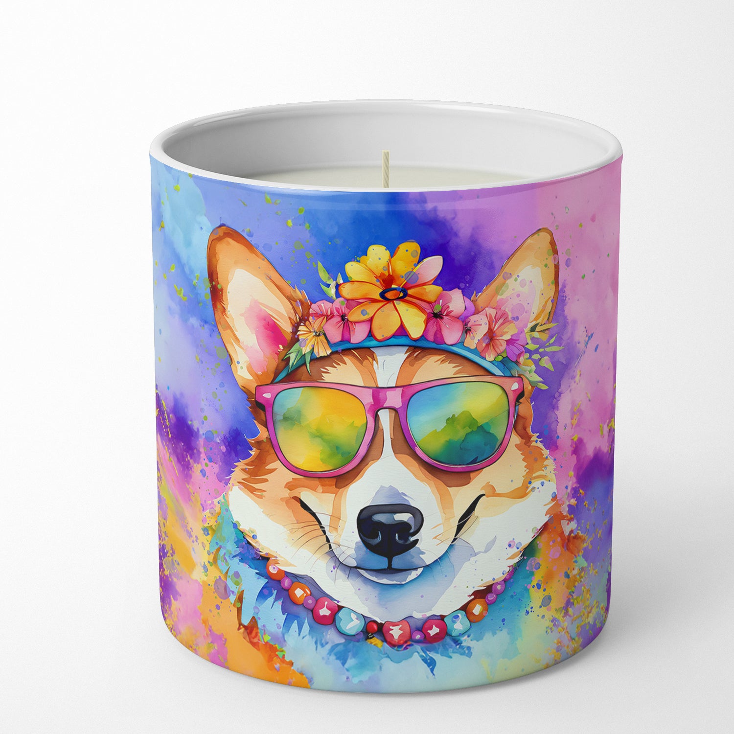 Corgi Hippie Dawg Decorative Soy Candle