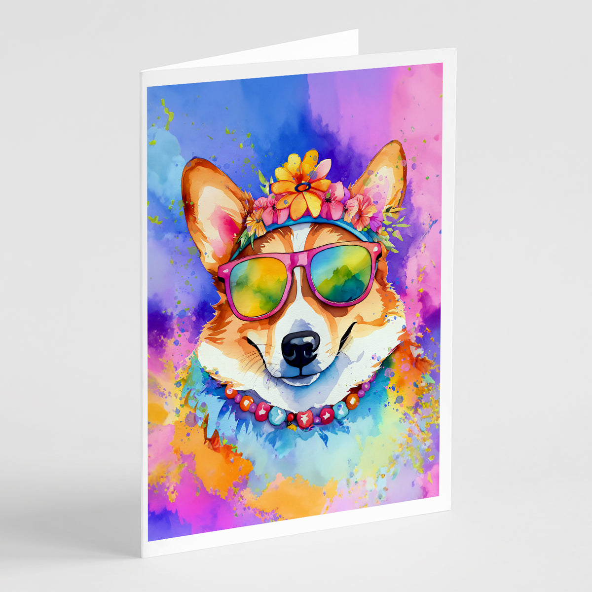 Buy this Corgi Hippie Dawg Greeting Cards Pack of 8