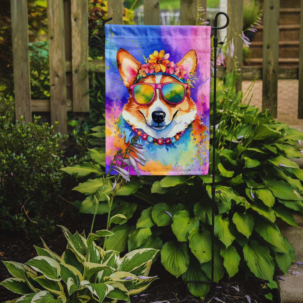 Corgi Hippie Dawg Garden Flag