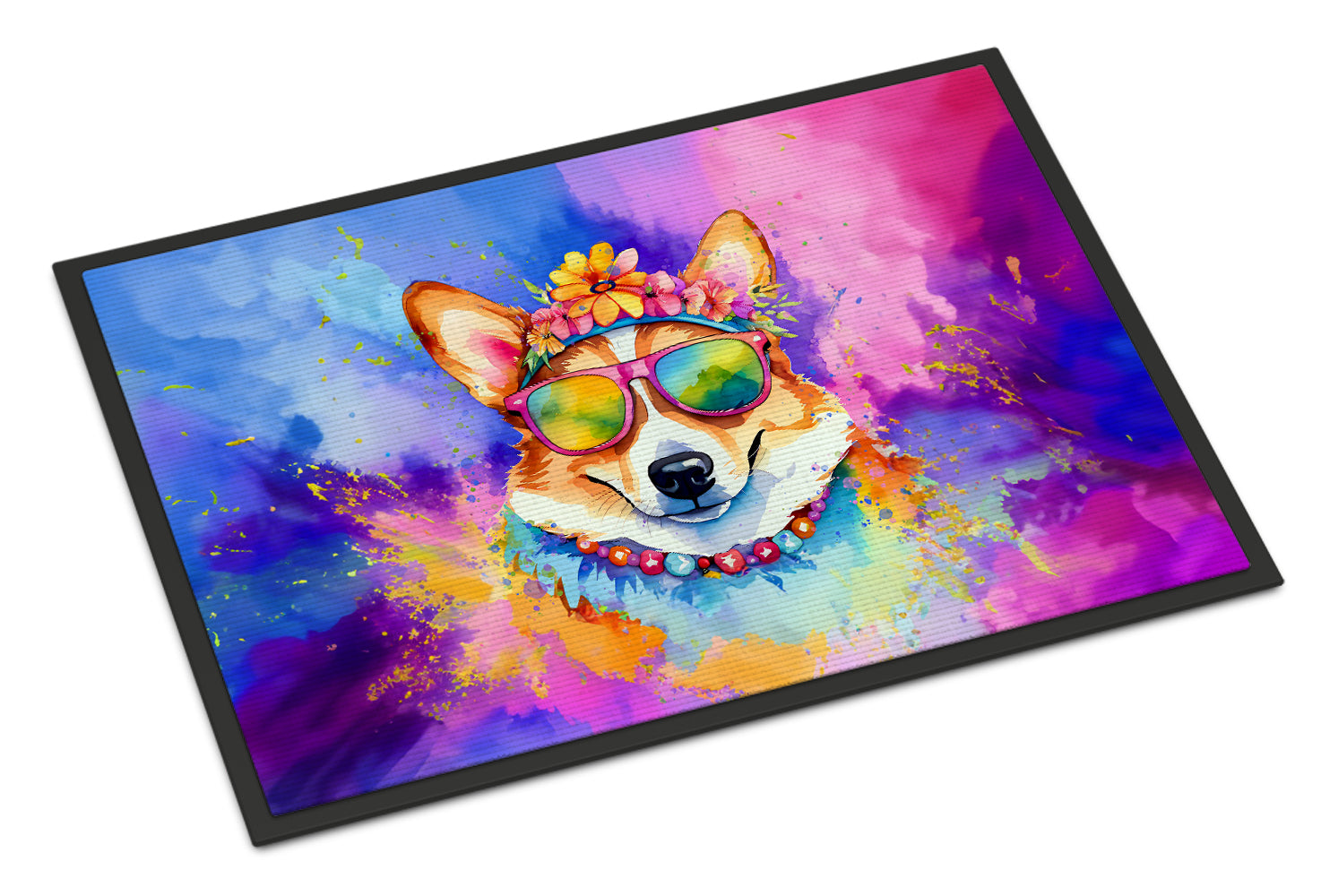 Buy this Corgi Hippie Dawg Indoor or Outdoor Mat 24x36