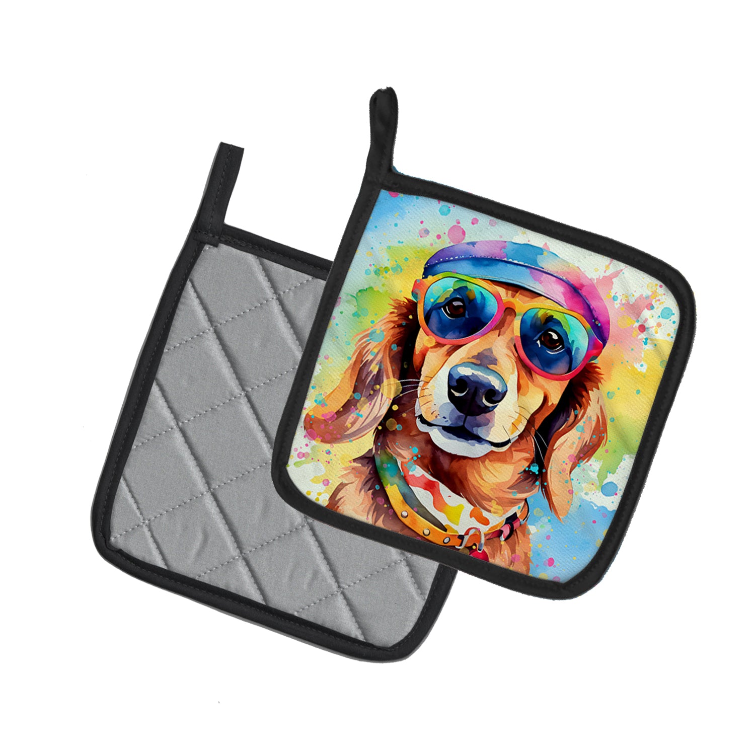 Buy this Dachshund Hippie Dawg Pair of Pot Holders