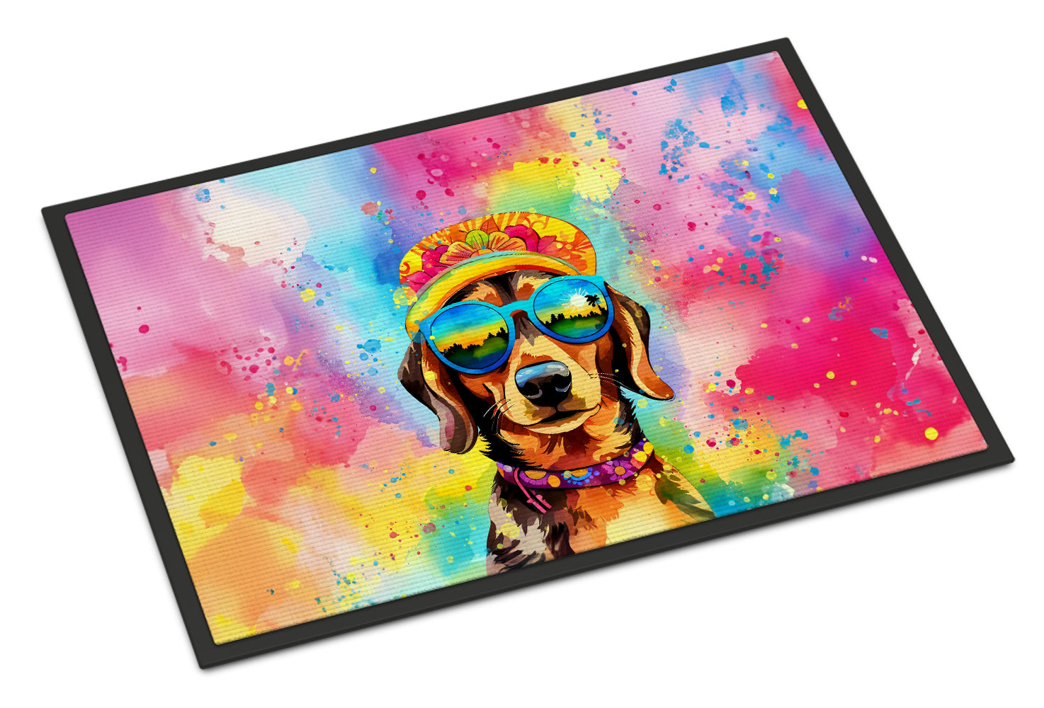 Buy this Dachshund Hippie Dawg Indoor or Outdoor Mat 24x36