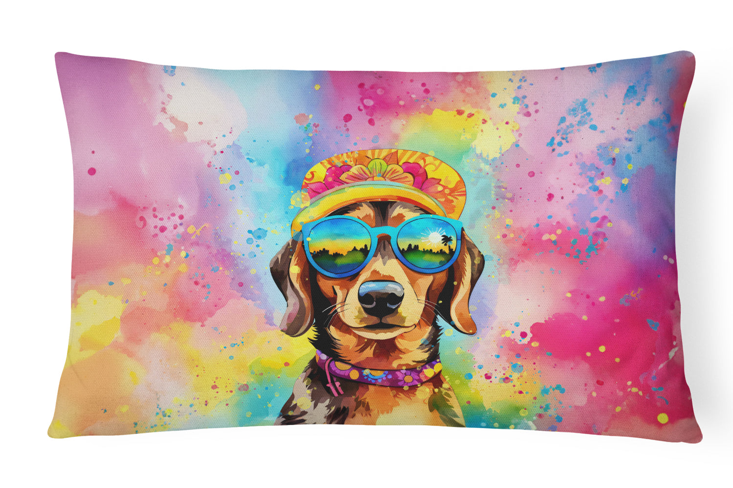 Buy this Dachshund Hippie Dawg Fabric Decorative Pillow