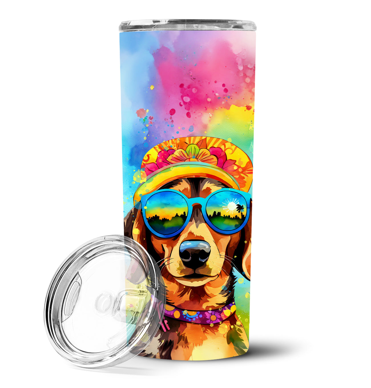 Buy this Dachshund Hippie Dawg Stainless Steel Skinny Tumbler