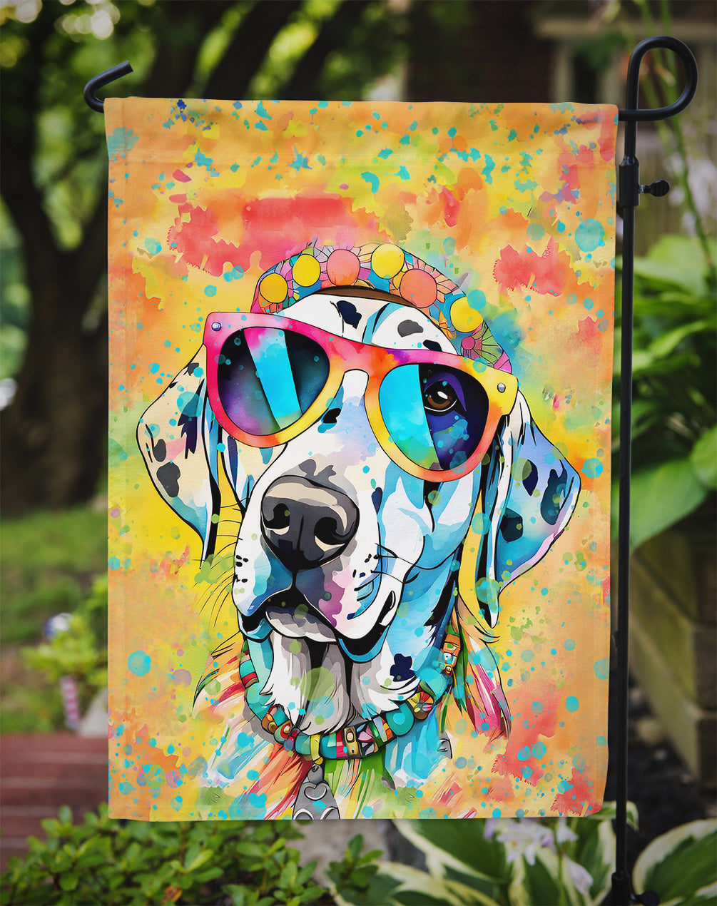 Dalmatian Hippie Dawg Garden Flag