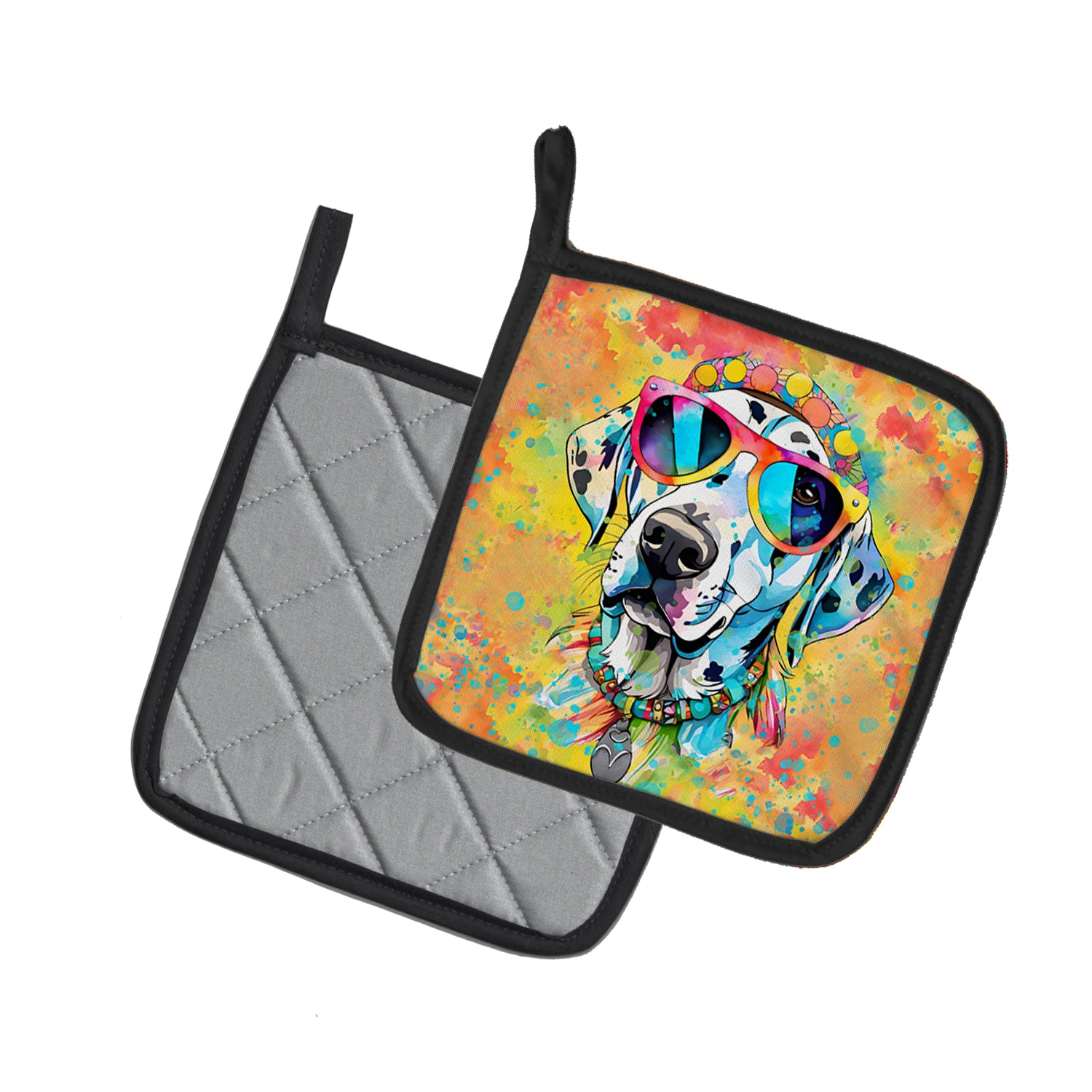 Dalmatian Hippie Dawg Pair of Pot Holders