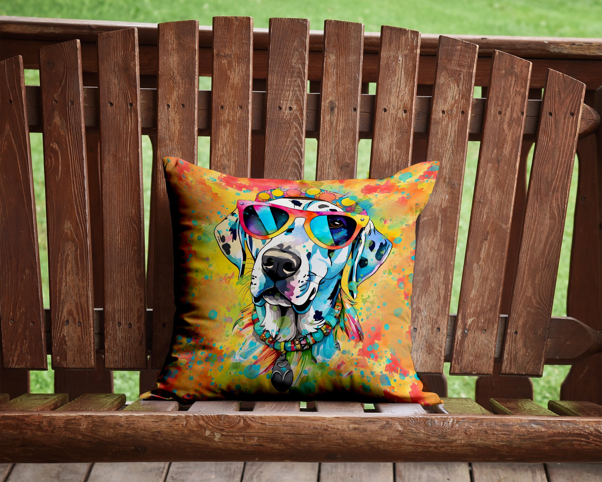 Dalmatian Hippie Dawg Fabric Decorative Pillow