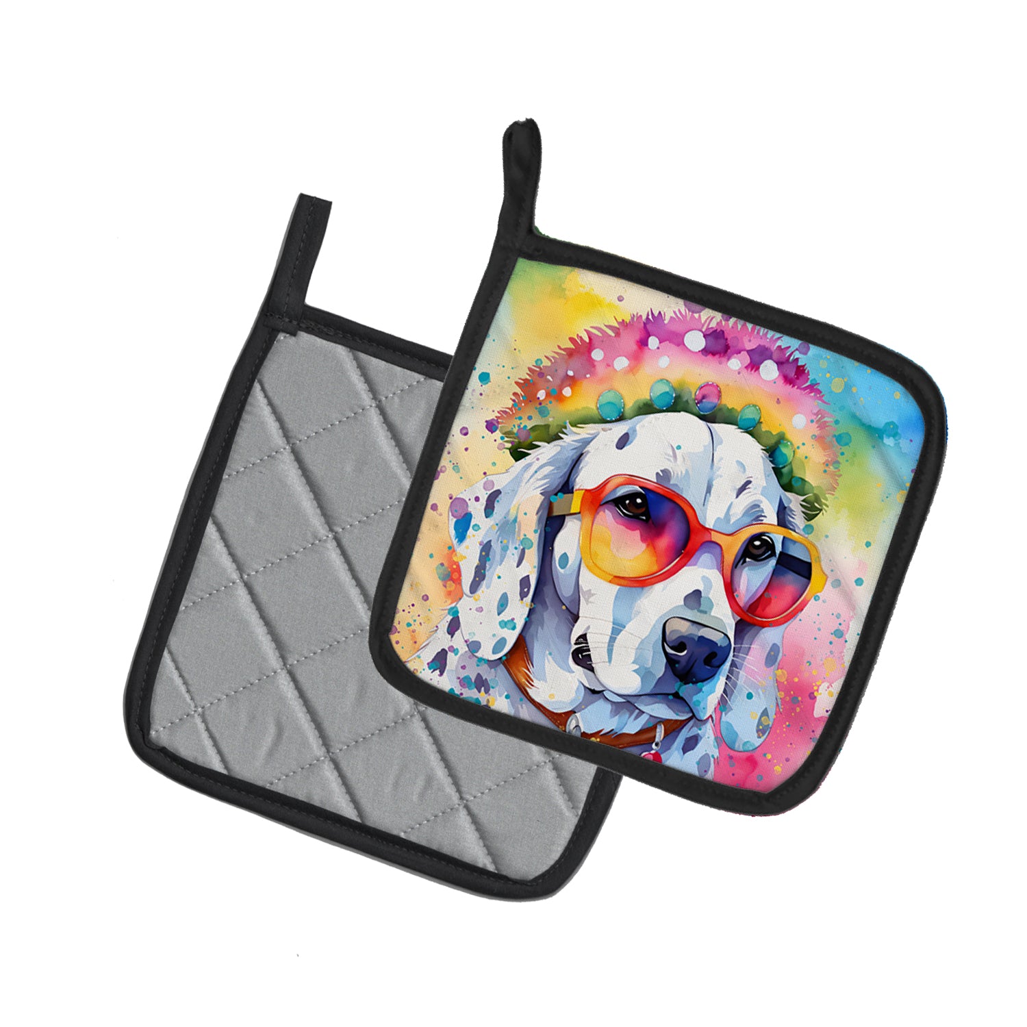 Dalmatian Hippie Dawg Pair of Pot Holders