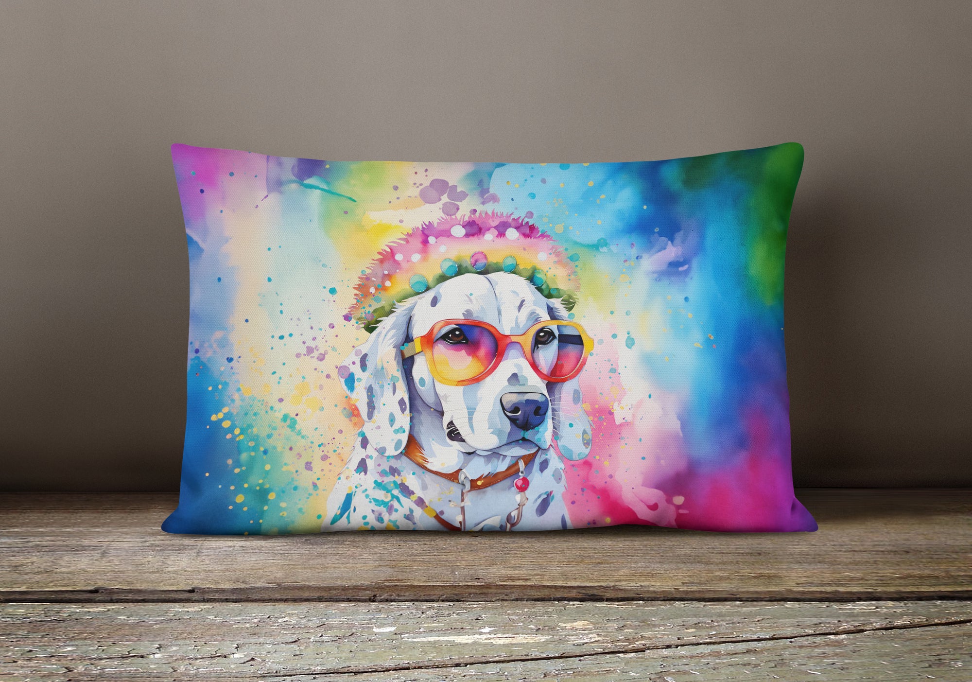 Dalmatian Hippie Dawg Fabric Decorative Pillow