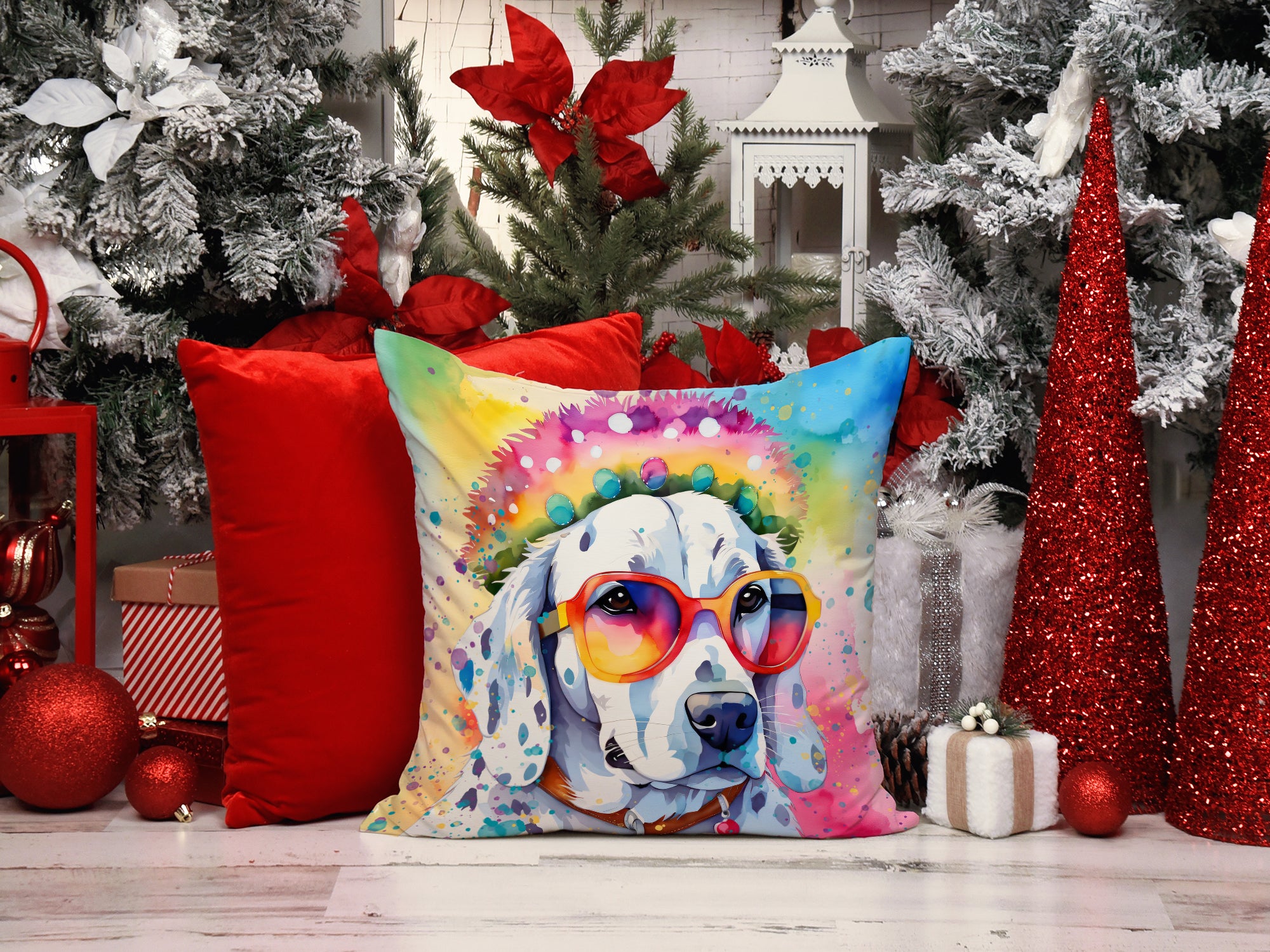 Dalmatian Hippie Dawg Fabric Decorative Pillow