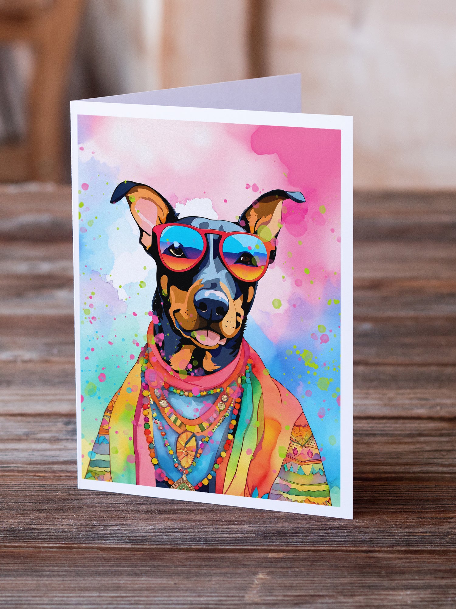 Buy this Doberman Pinscher Hippie Dawg Greeting Cards Pack of 8