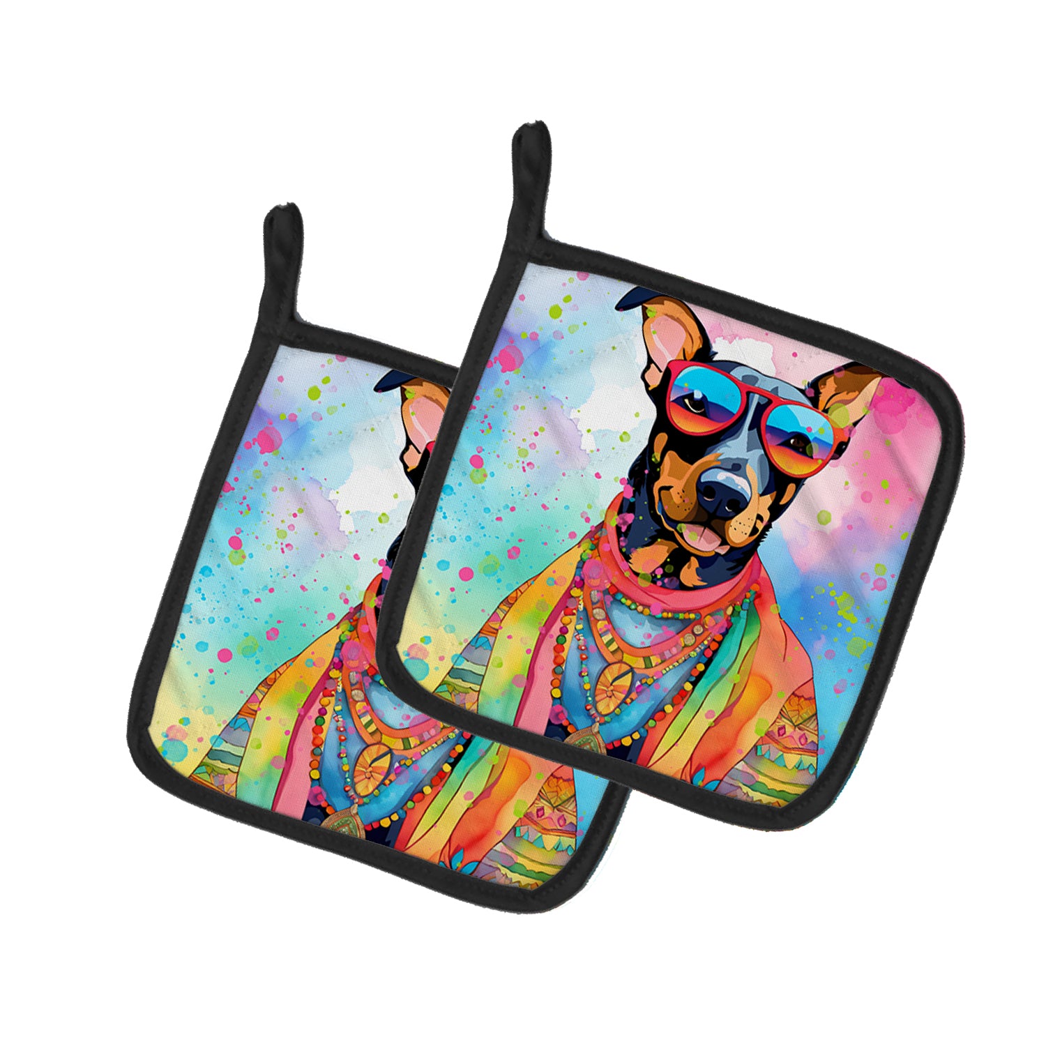 Buy this Doberman Pinscher Hippie Dawg Pair of Pot Holders