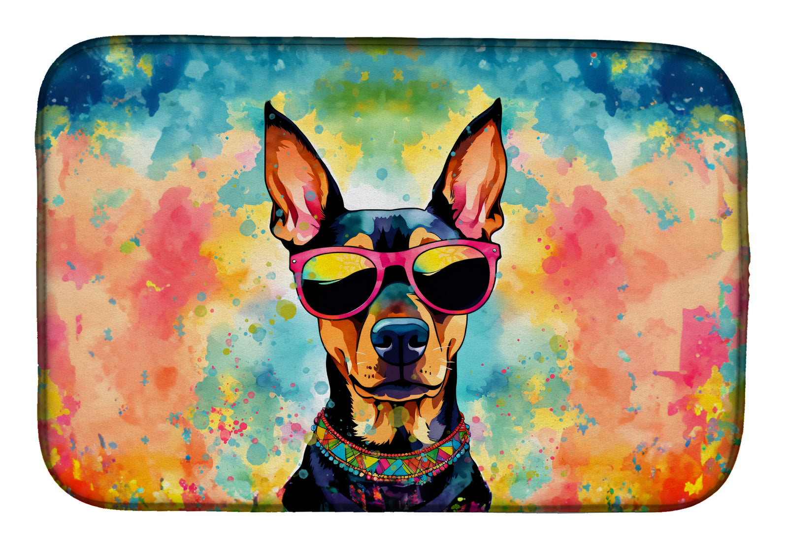 Buy this Doberman Pinscher Hippie Dawg Dish Drying Mat