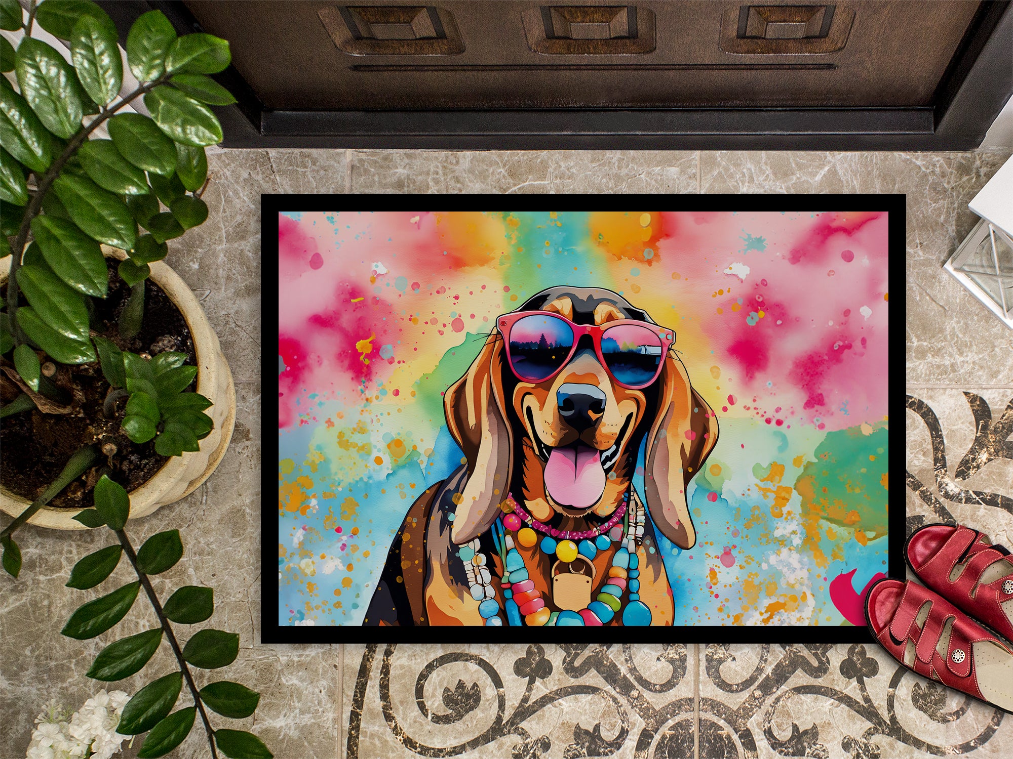 Doberman Pinscher Hippie Dawg Indoor or Outdoor Mat 24x36