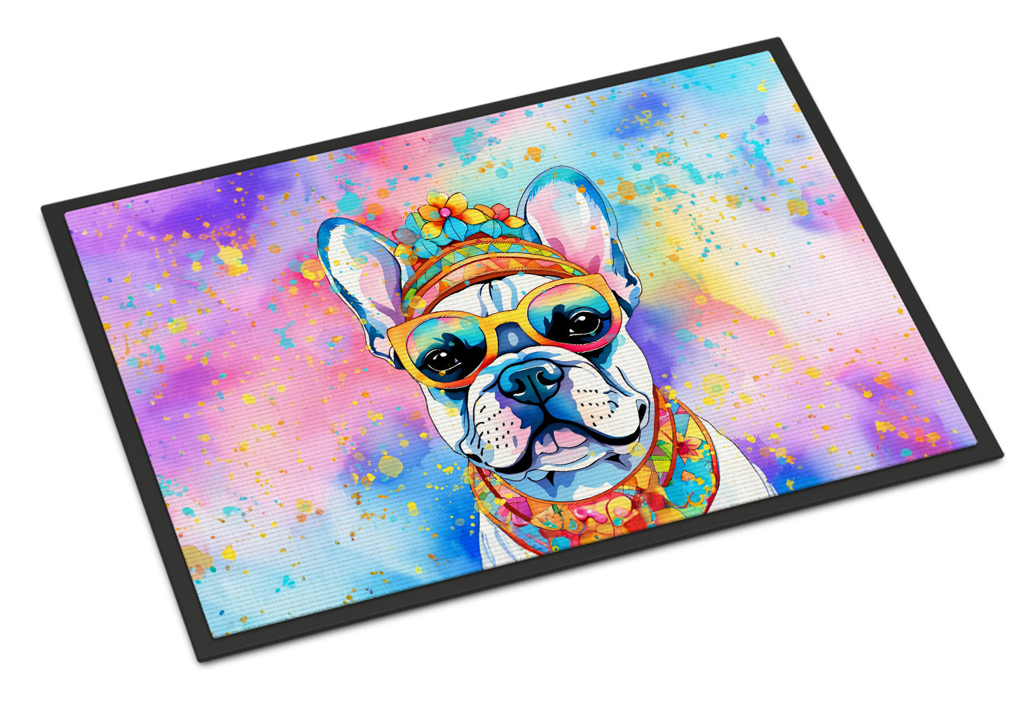 Buy this French Bulldog Hippie Dawg Indoor or Outdoor Mat 24x36