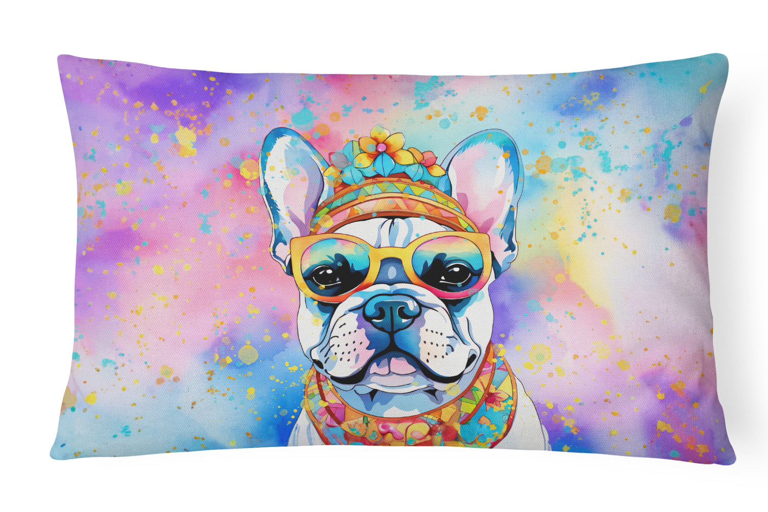 Buy this French Bulldog Hippie Dawg Fabric Decorative Pillow