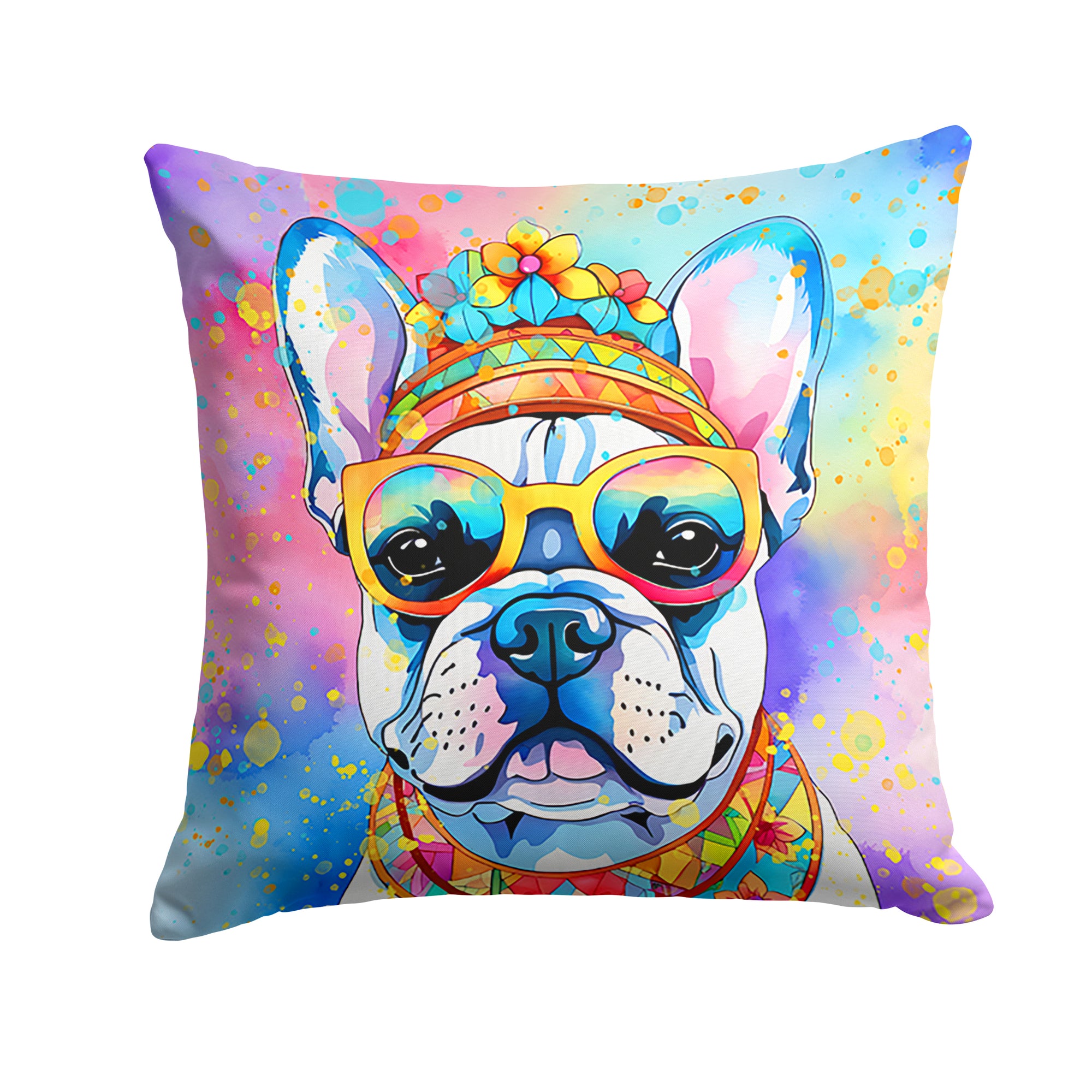 Buy this French Bulldog Hippie Dawg Fabric Decorative Pillow