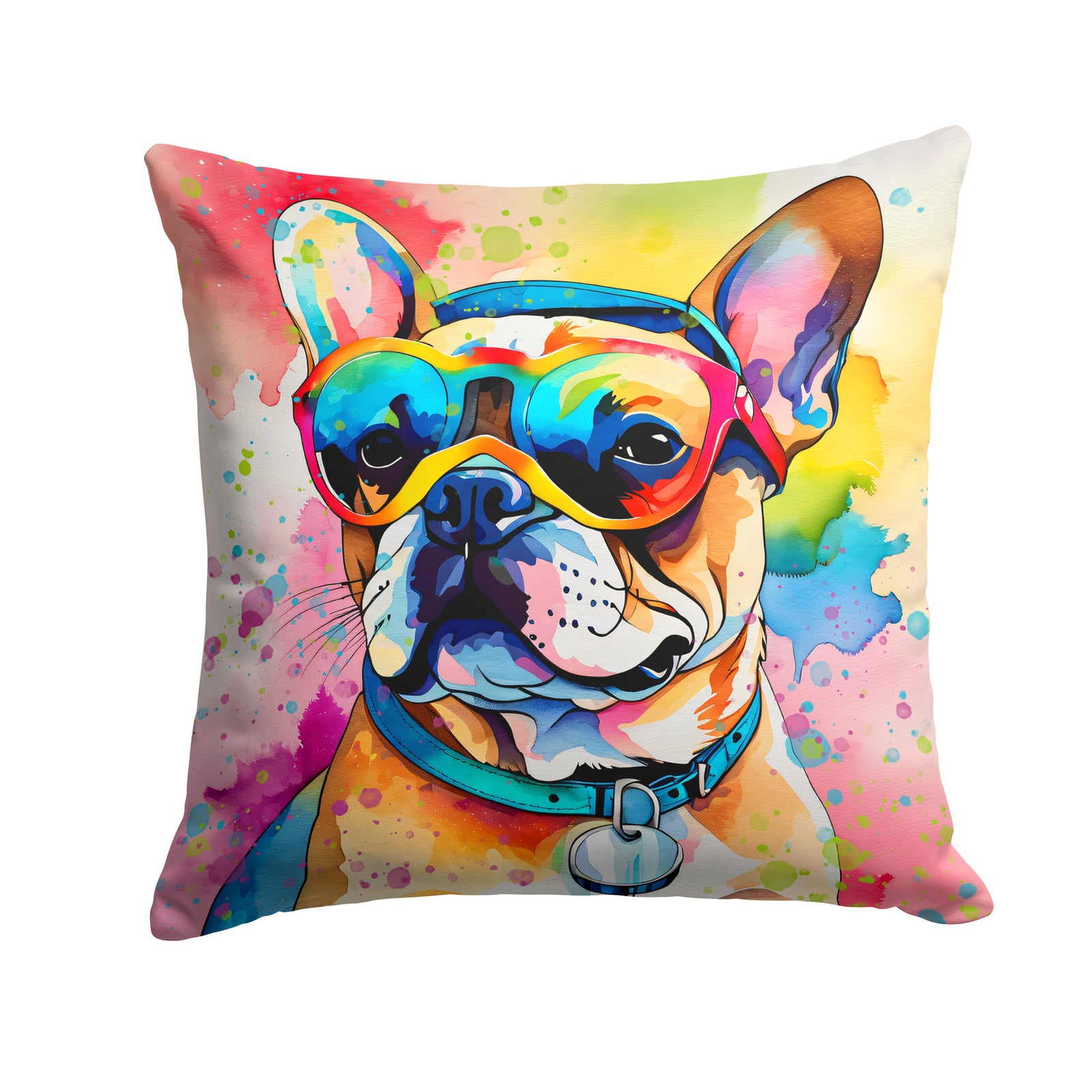 Buy this French Bulldog Hippie Dawg Fabric Decorative Pillow