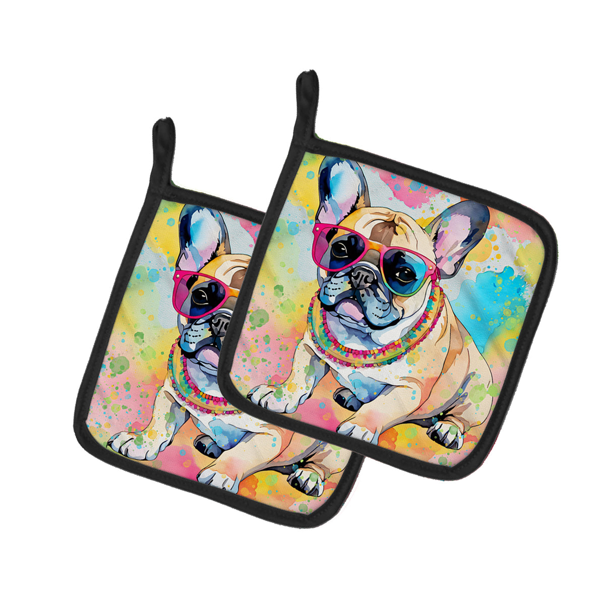 Buy this French Bulldog Hippie Dawg Pair of Pot Holders