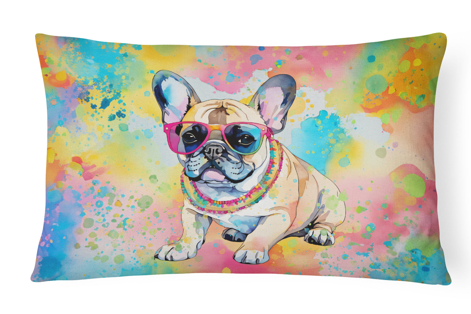 Buy this French Bulldog Hippie Dawg Fabric Decorative Pillow