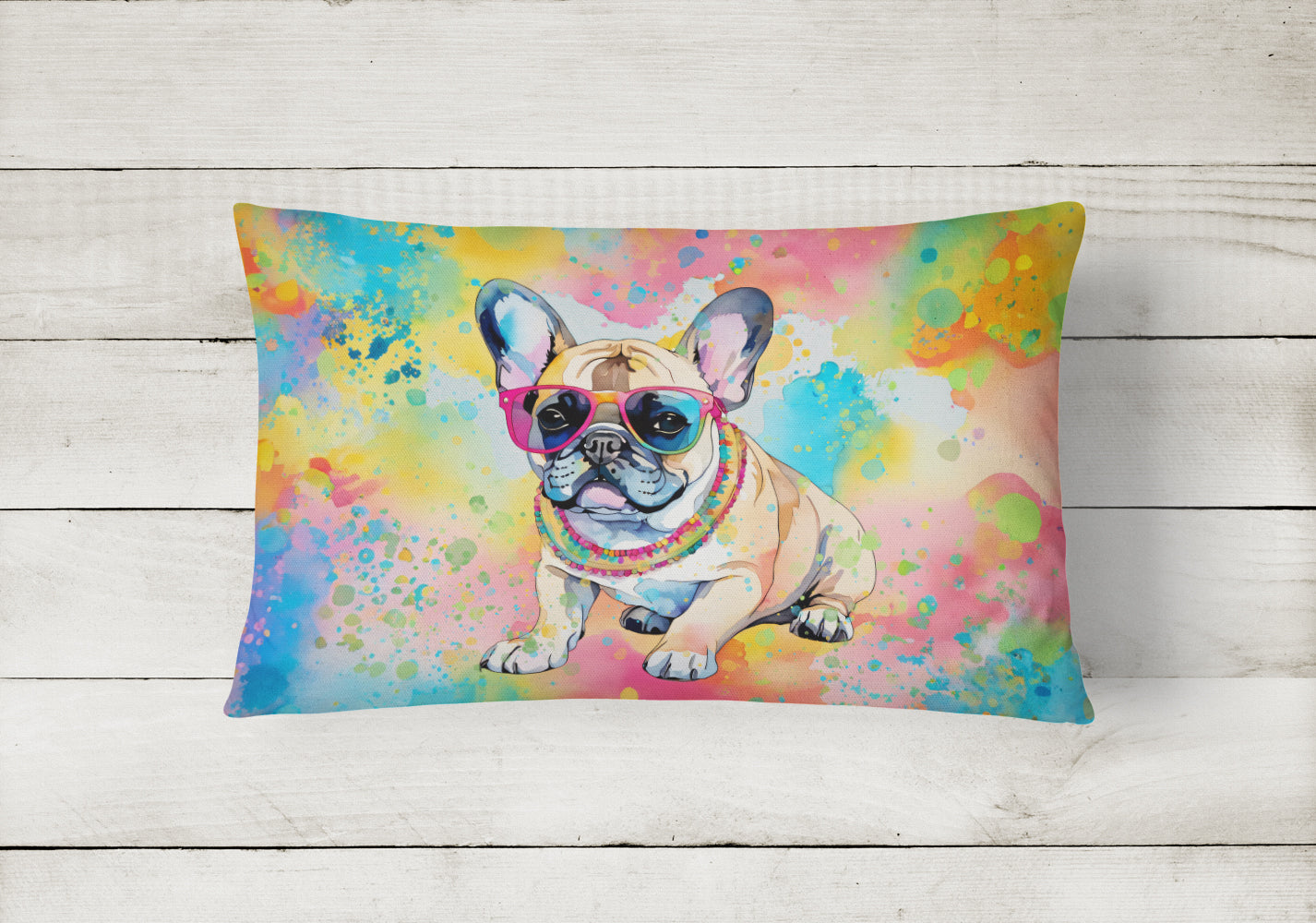 Buy this French Bulldog Hippie Dawg Fabric Decorative Pillow