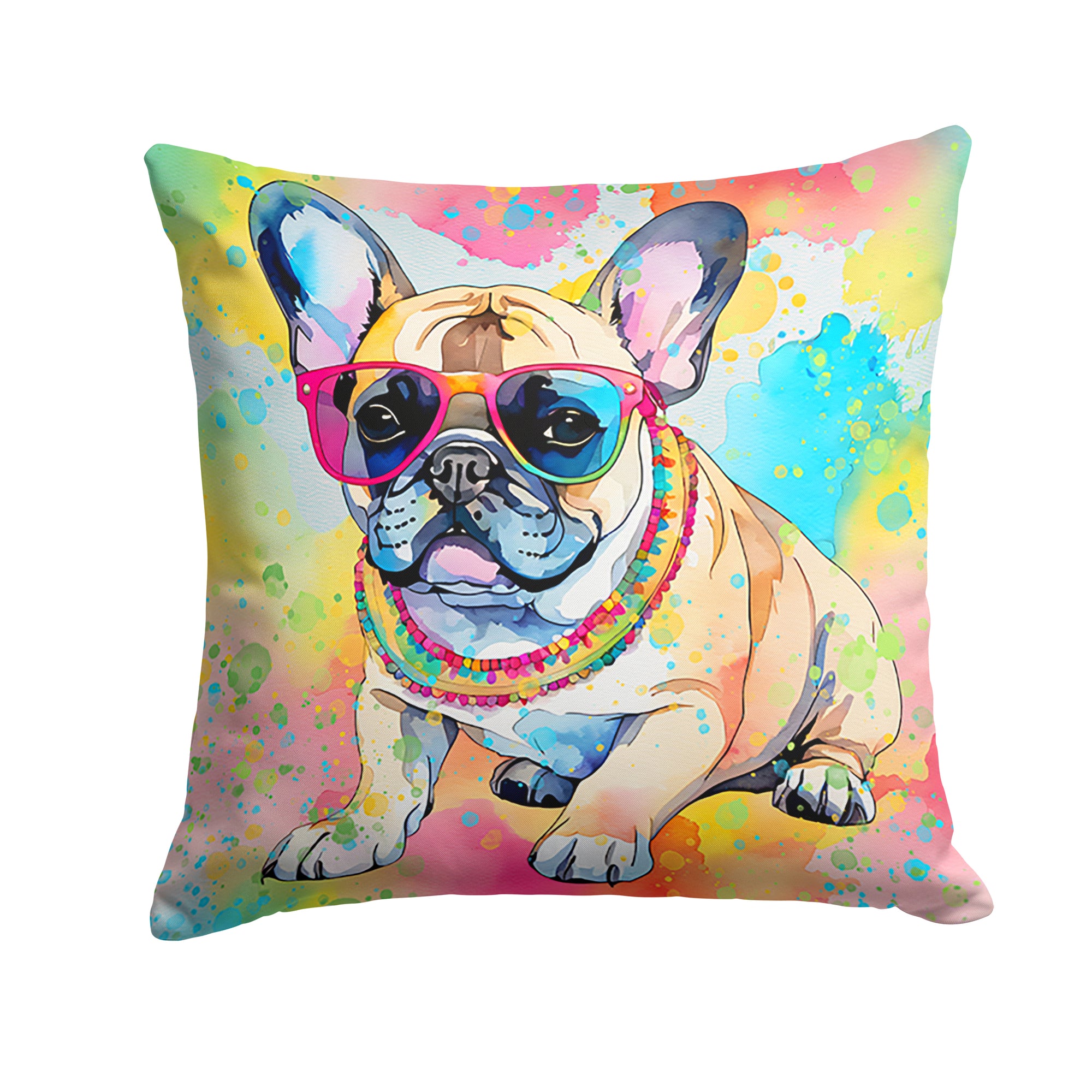 Buy this French Bulldog Hippie Dawg Fabric Decorative Pillow