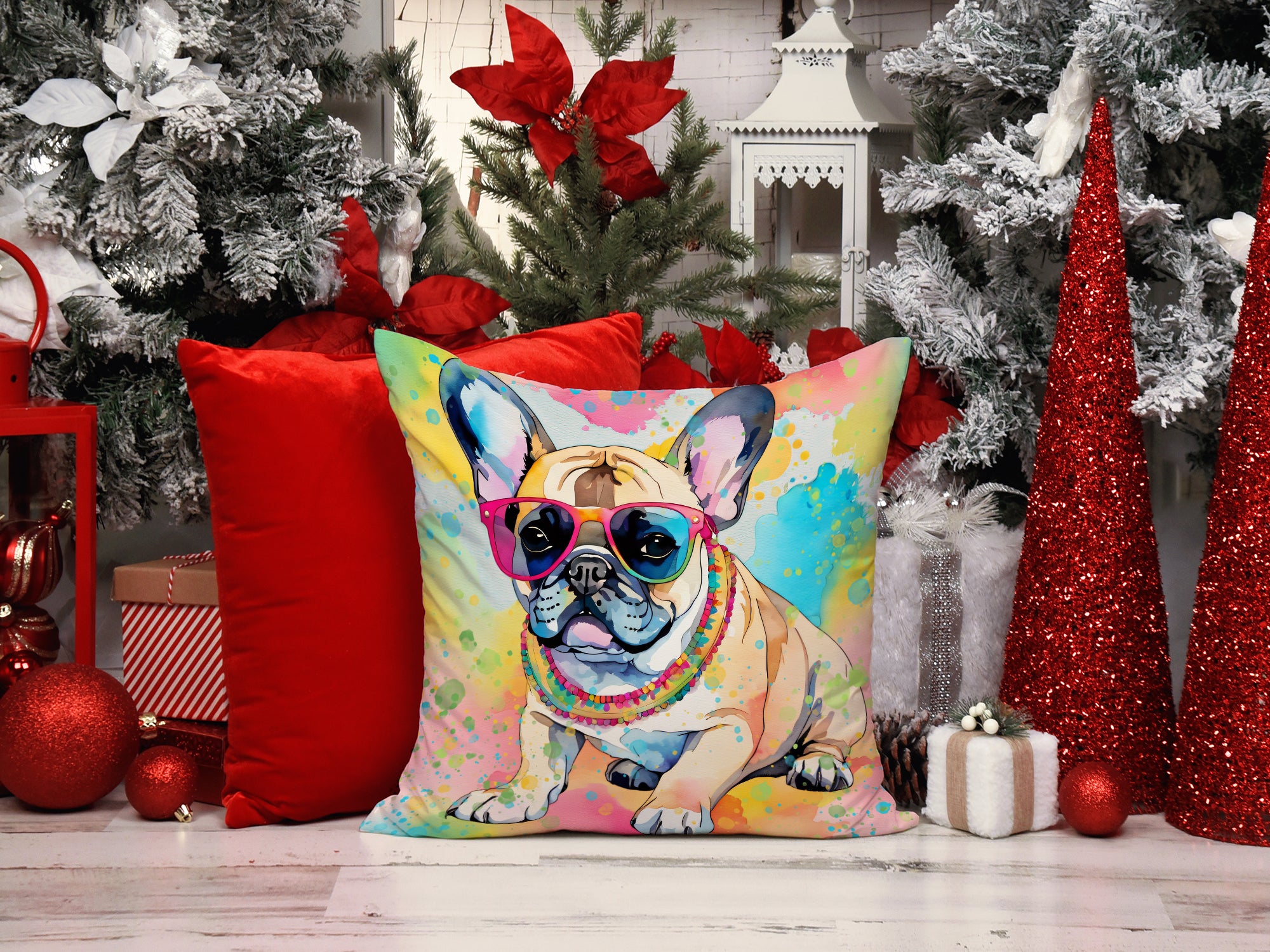 Buy this French Bulldog Hippie Dawg Fabric Decorative Pillow