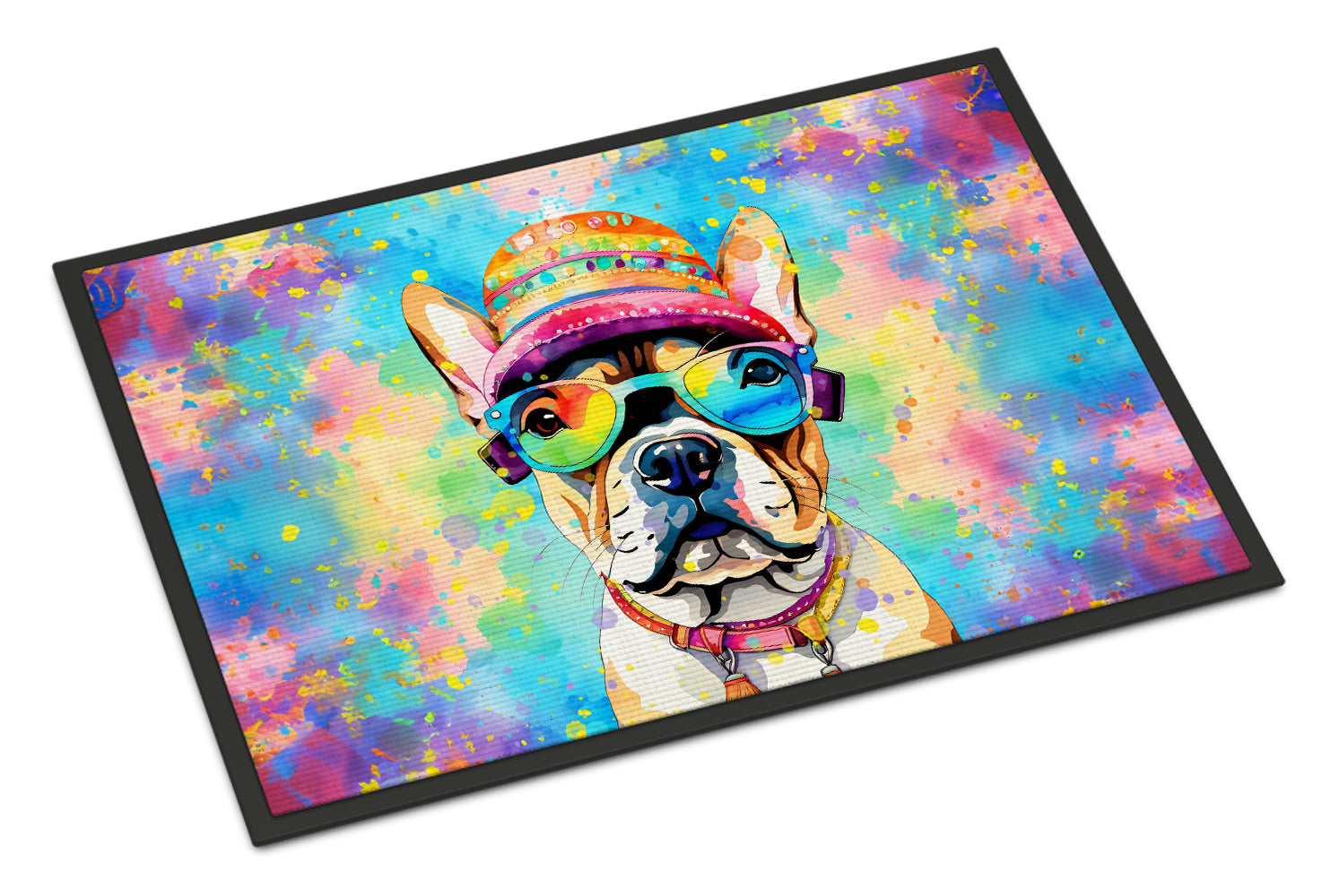 Buy this French Bulldog Hippie Dawg Indoor or Outdoor Mat 24x36