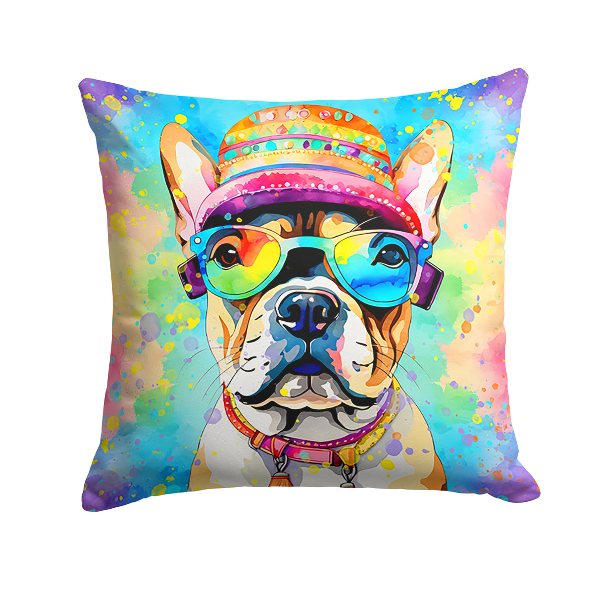 Buy this French Bulldog Hippie Dawg Fabric Decorative Pillow