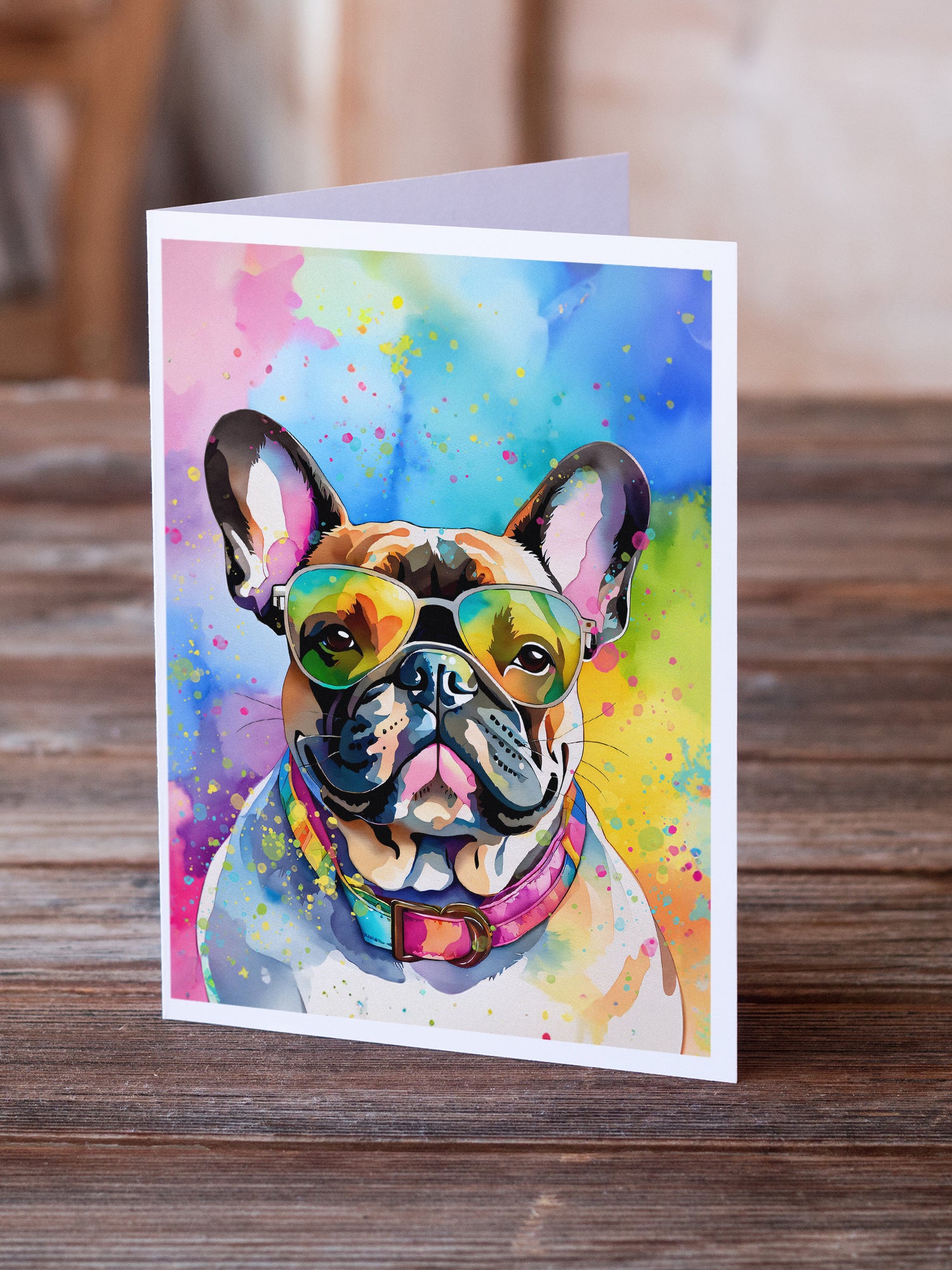 Buy this French Bulldog Hippie Dawg Greeting Cards Pack of 8