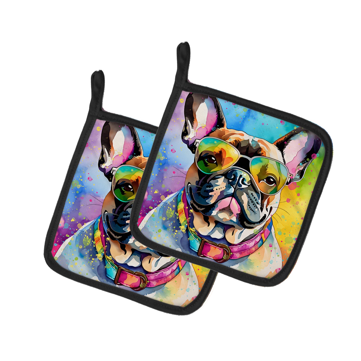 Buy this French Bulldog Hippie Dawg Pair of Pot Holders