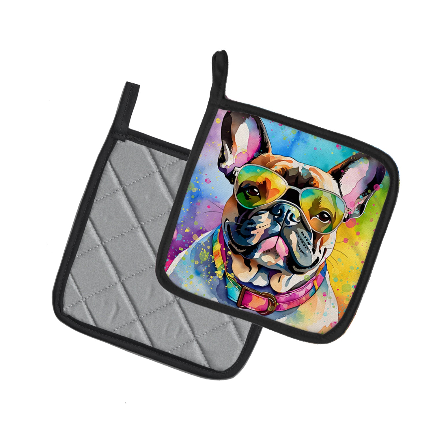 Buy this French Bulldog Hippie Dawg Pair of Pot Holders