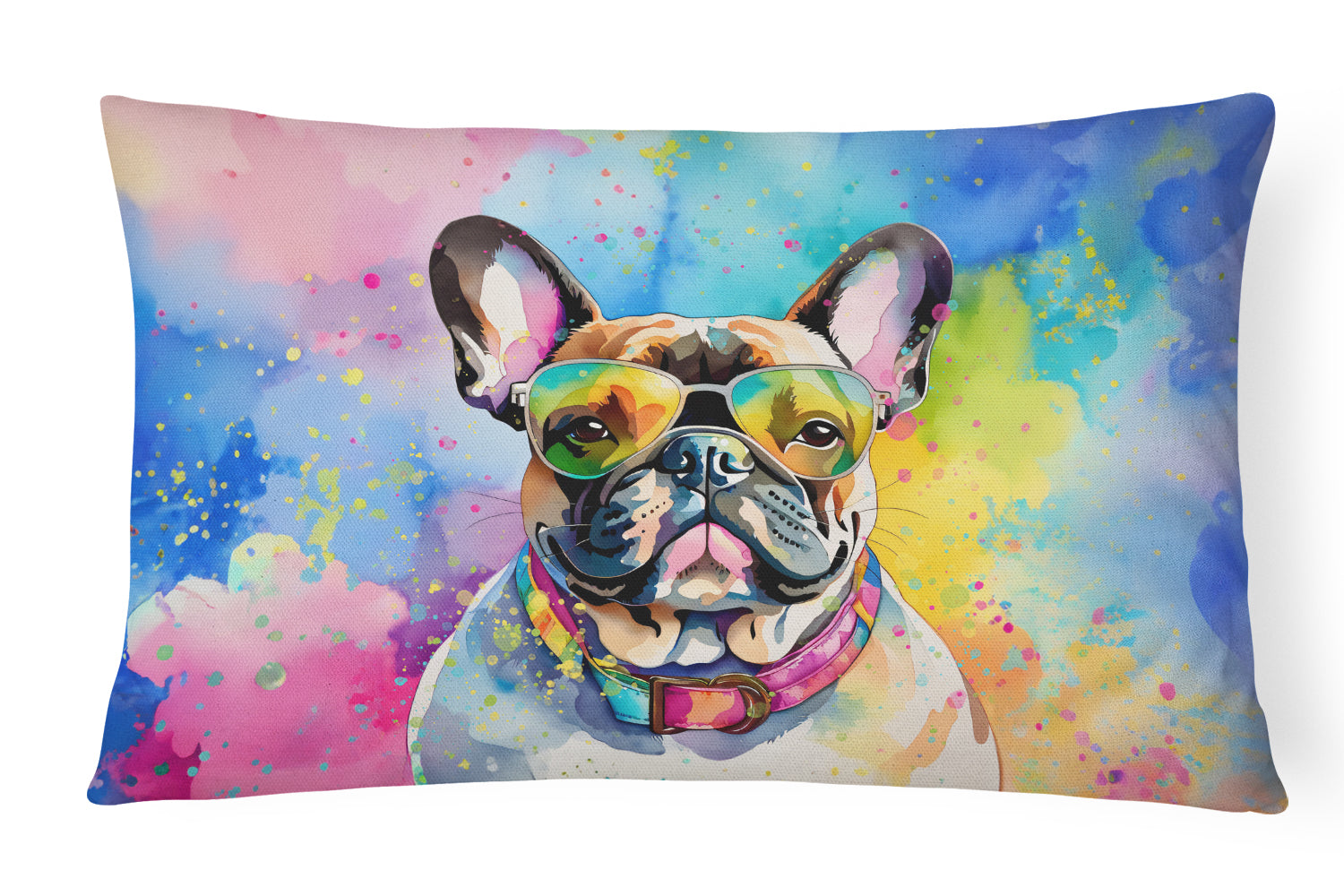 Buy this French Bulldog Hippie Dawg Fabric Decorative Pillow