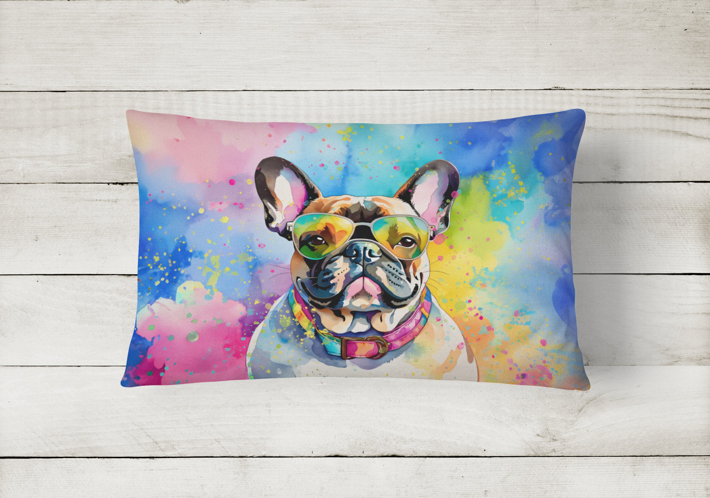 Buy this French Bulldog Hippie Dawg Fabric Decorative Pillow