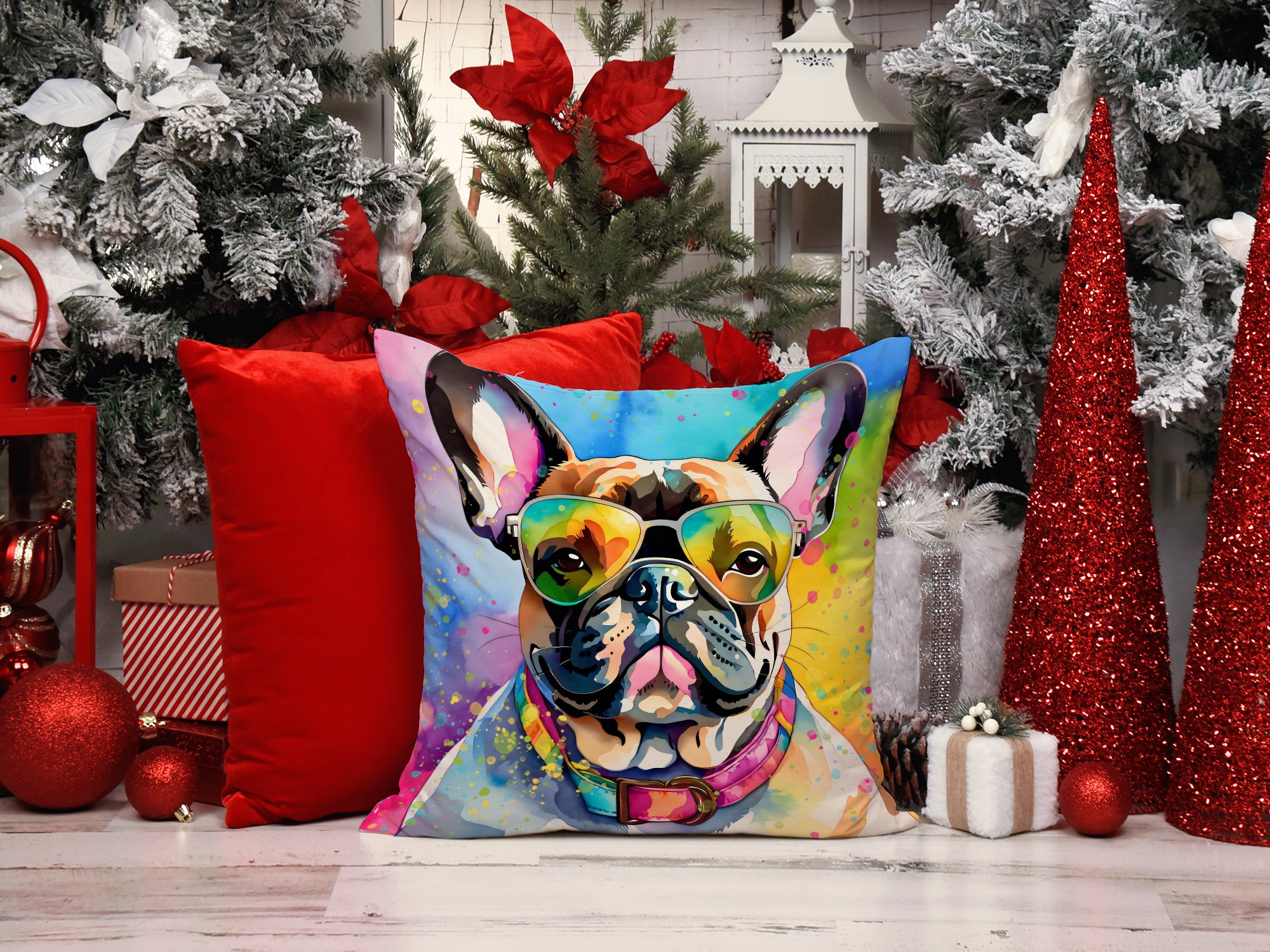 Buy this French Bulldog Hippie Dawg Fabric Decorative Pillow