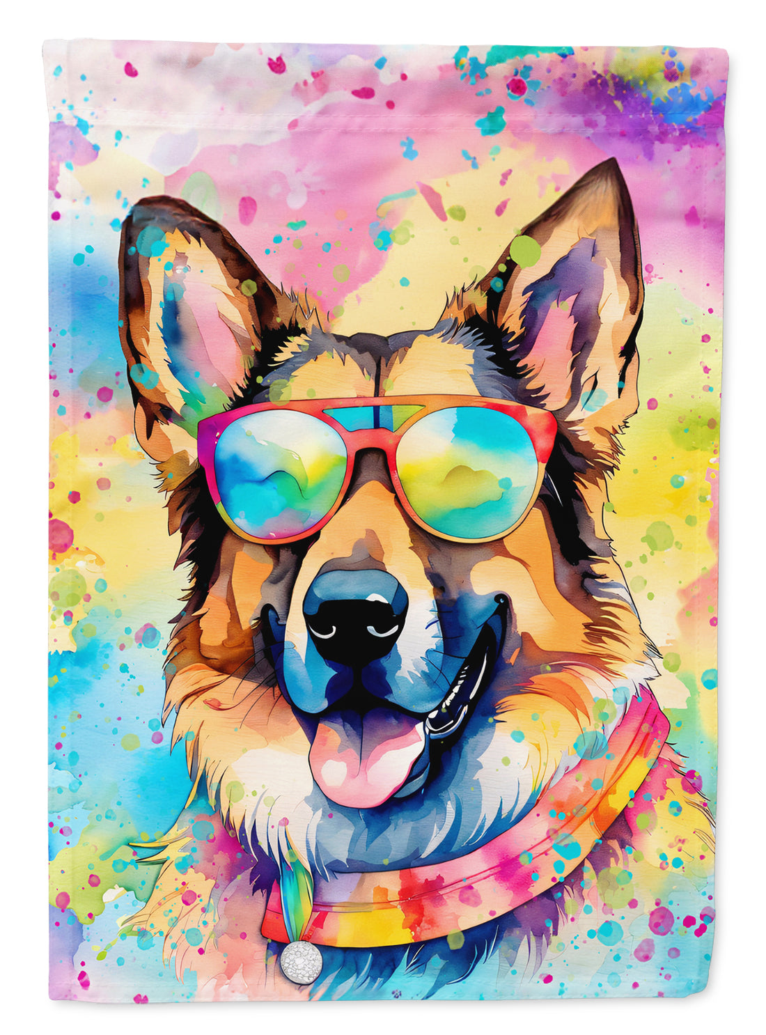 Buy this German Shepherd Hippie Dawg House Flag