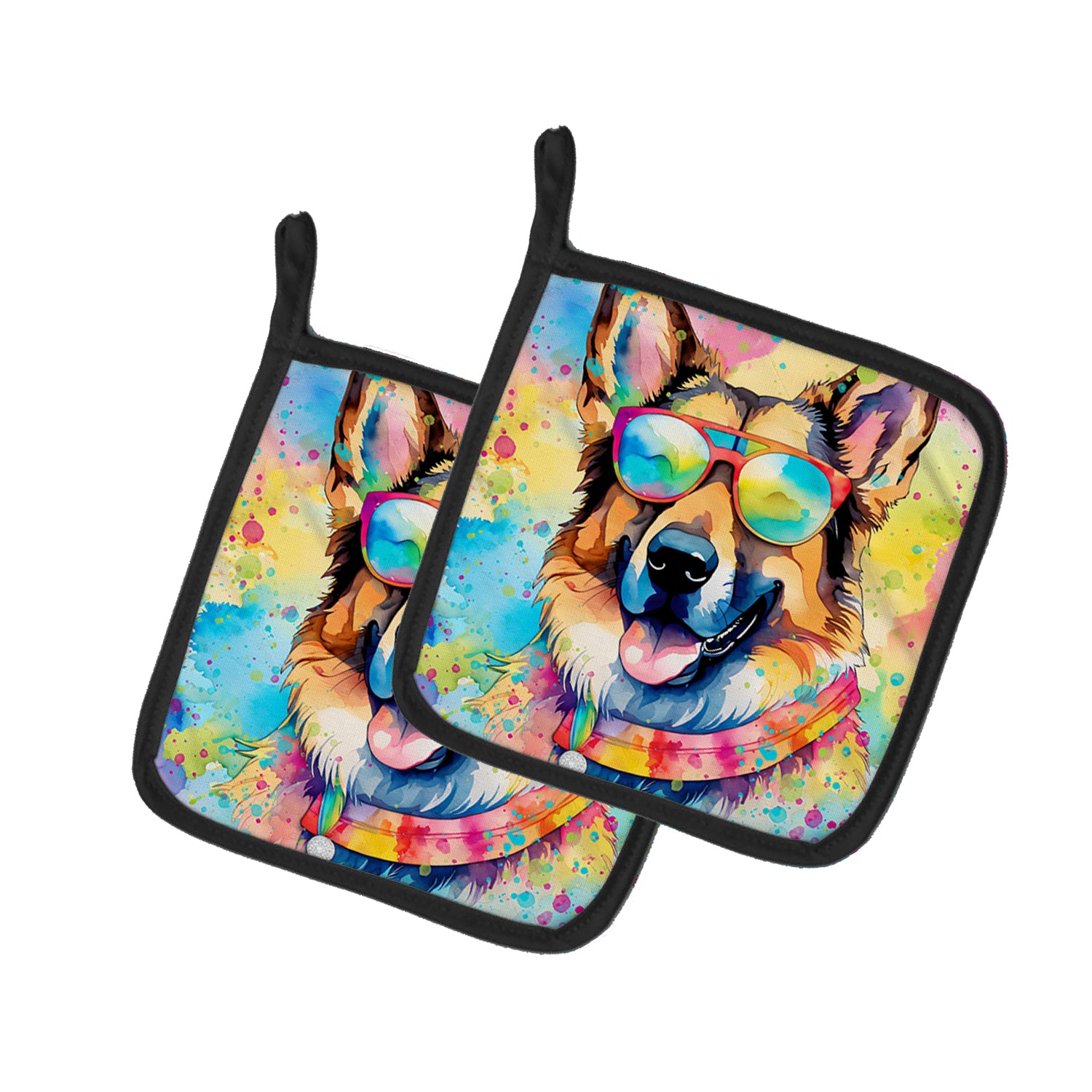 Buy this German Shepherd Hippie Dawg Pair of Pot Holders