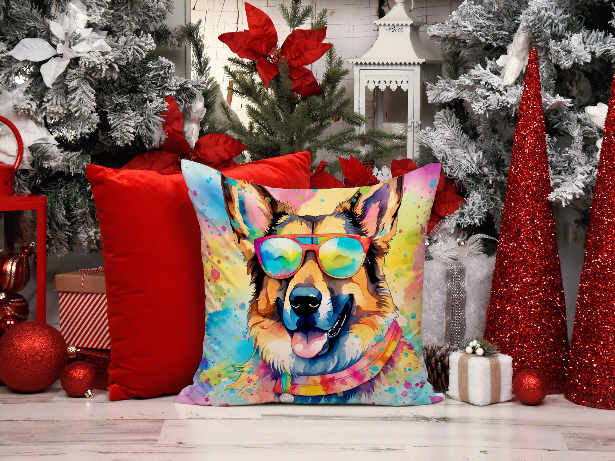 Buy this German Shepherd Hippie Dawg Fabric Decorative Pillow