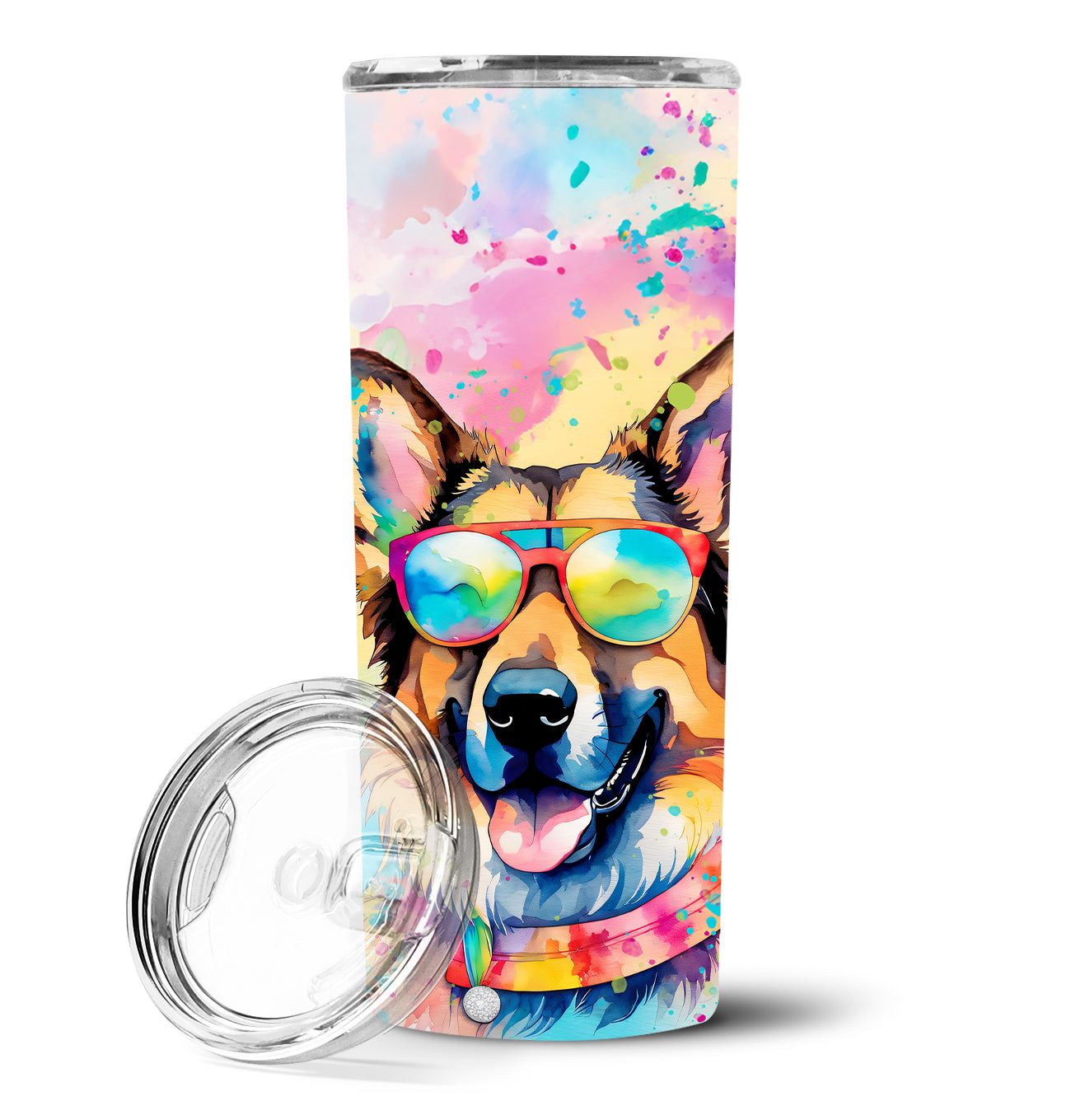 Buy this German Shepherd Hippie Dawg Stainless Steel Skinny Tumbler