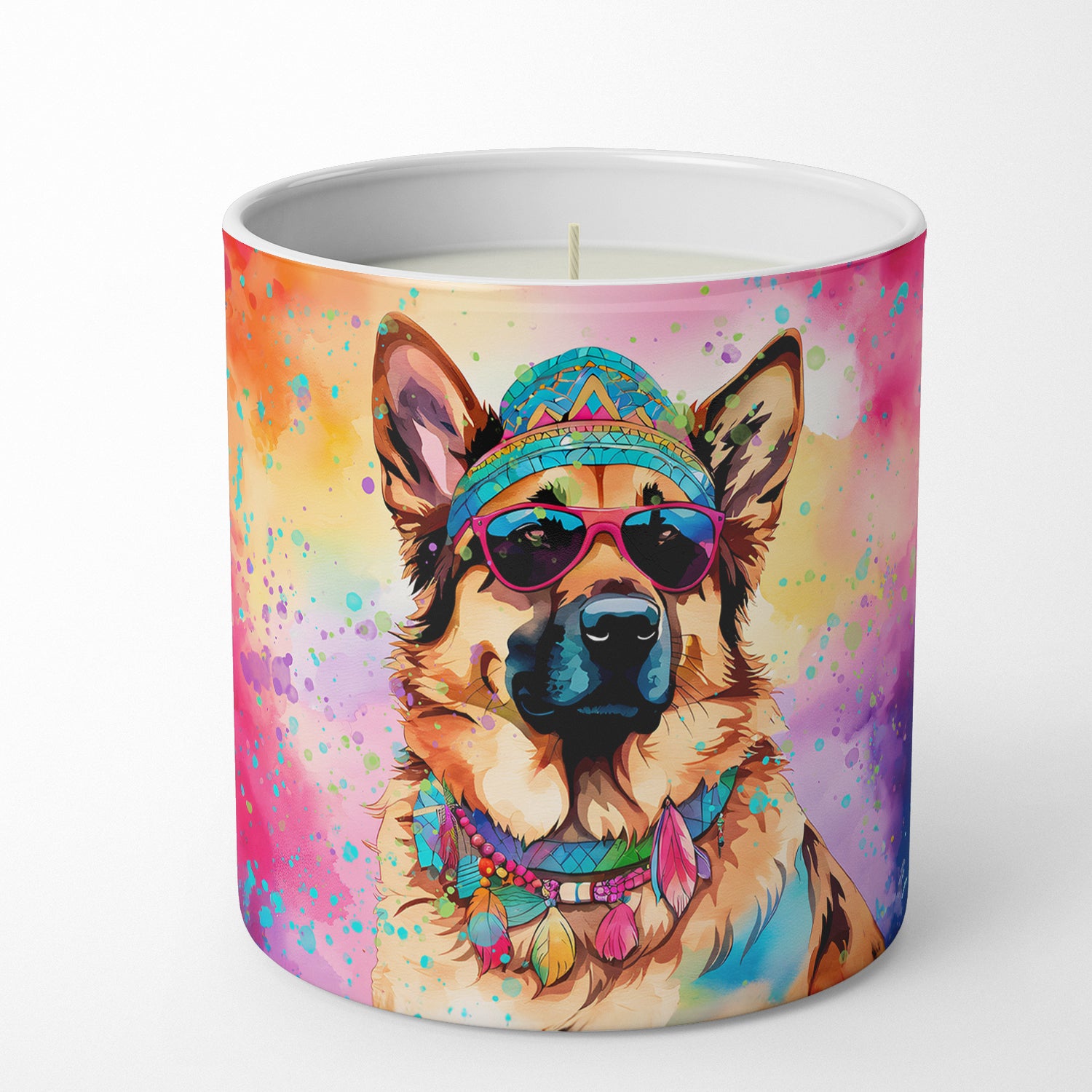 German Shepherd Hippie Dawg Decorative Soy Candle