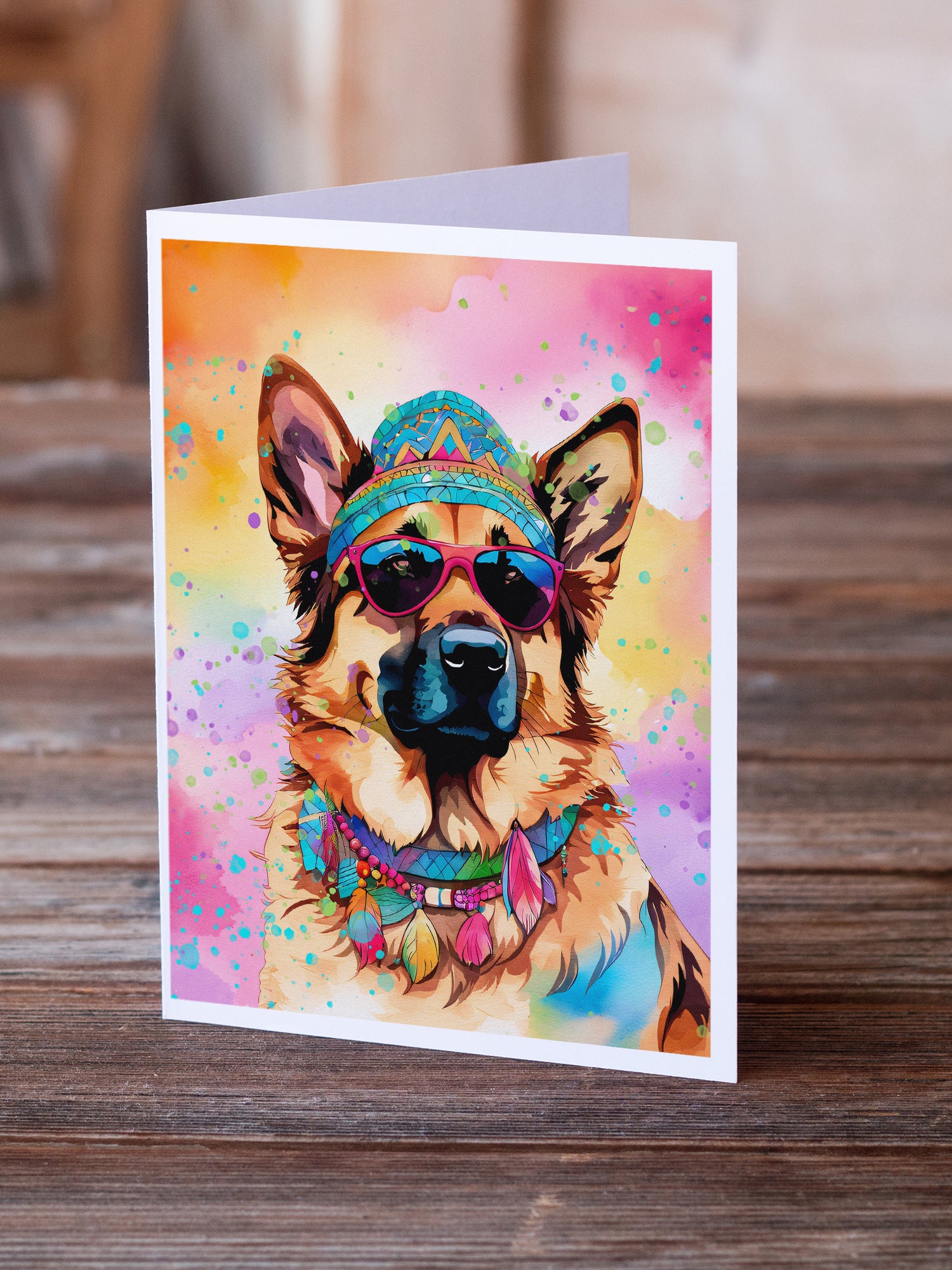 Buy this German Shepherd Hippie Dawg Greeting Cards Pack of 8