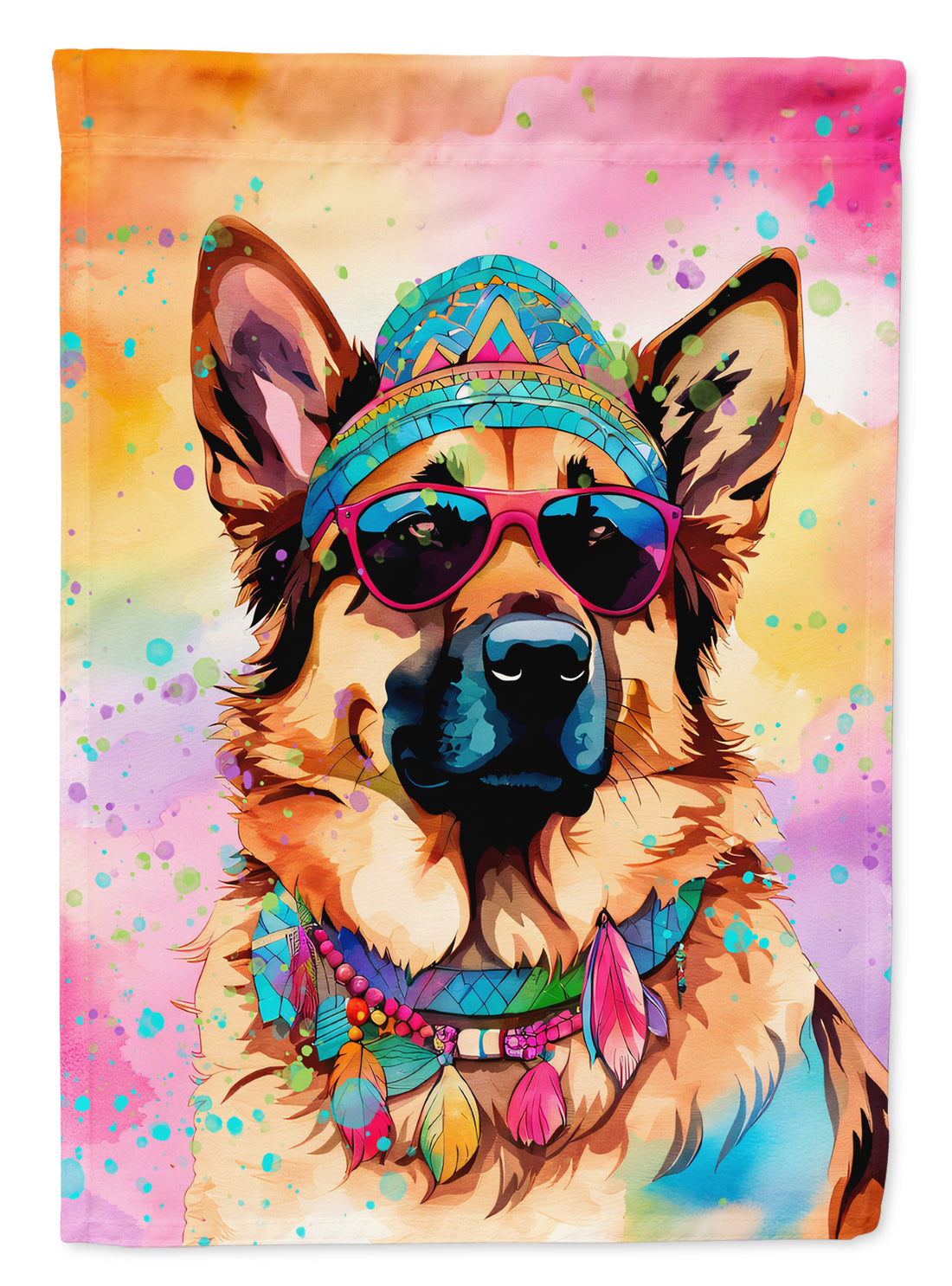 Buy this German Shepherd Hippie Dawg Garden Flag