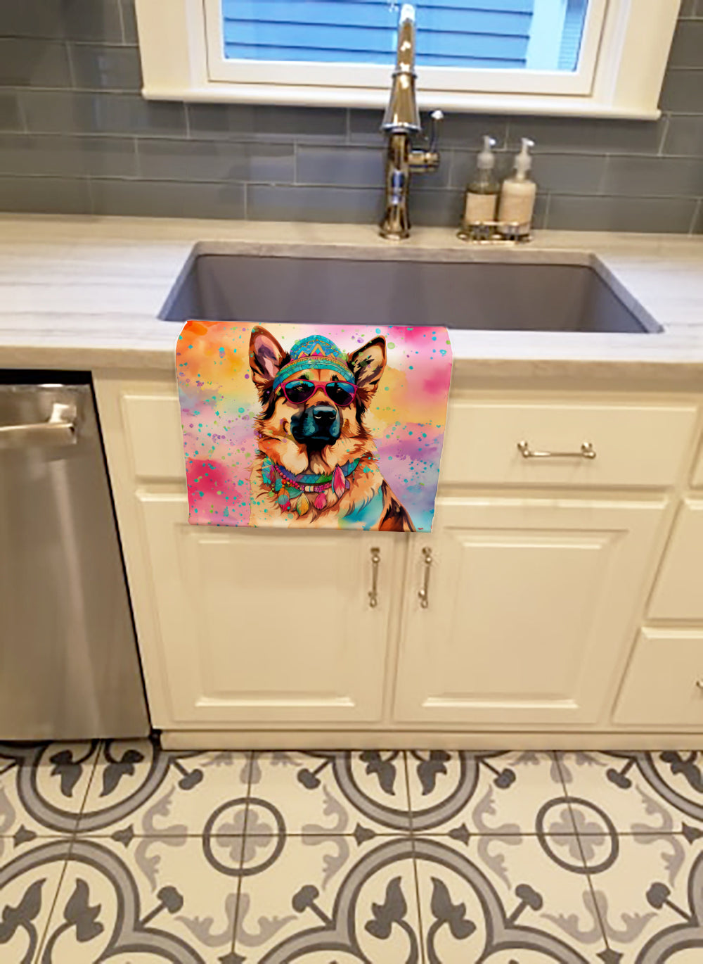 German Shepherd Hippie Dawg Kitchen Towel