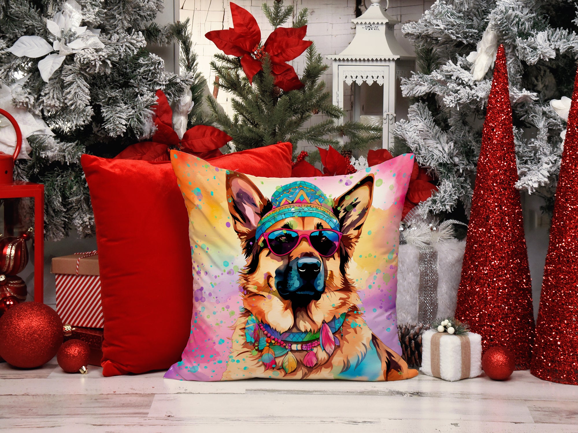 Buy this German Shepherd Hippie Dawg Fabric Decorative Pillow