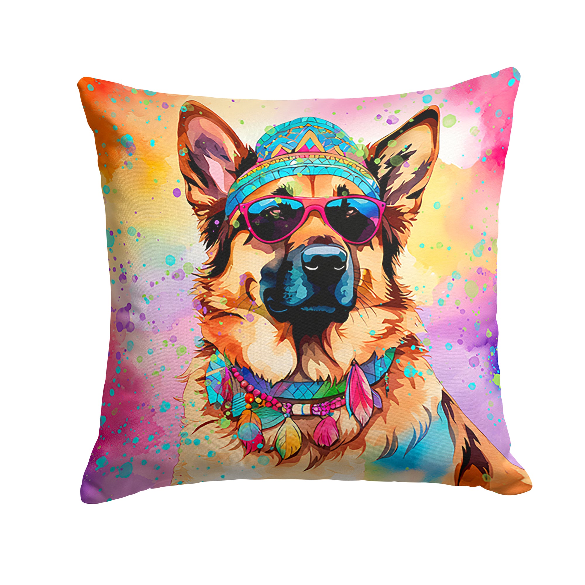 Buy this German Shepherd Hippie Dawg Fabric Decorative Pillow