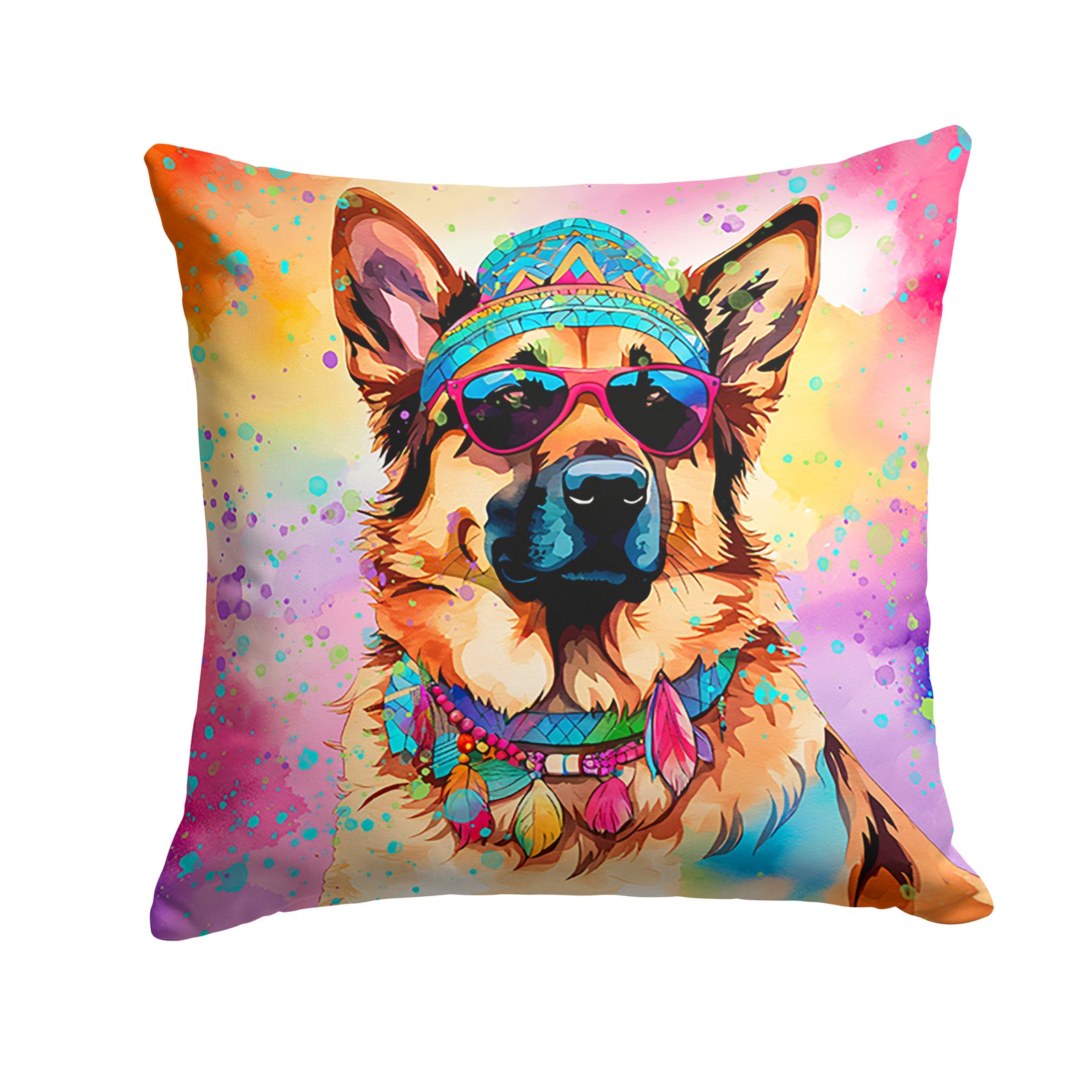 Buy this German Shepherd Hippie Dawg Fabric Decorative Pillow